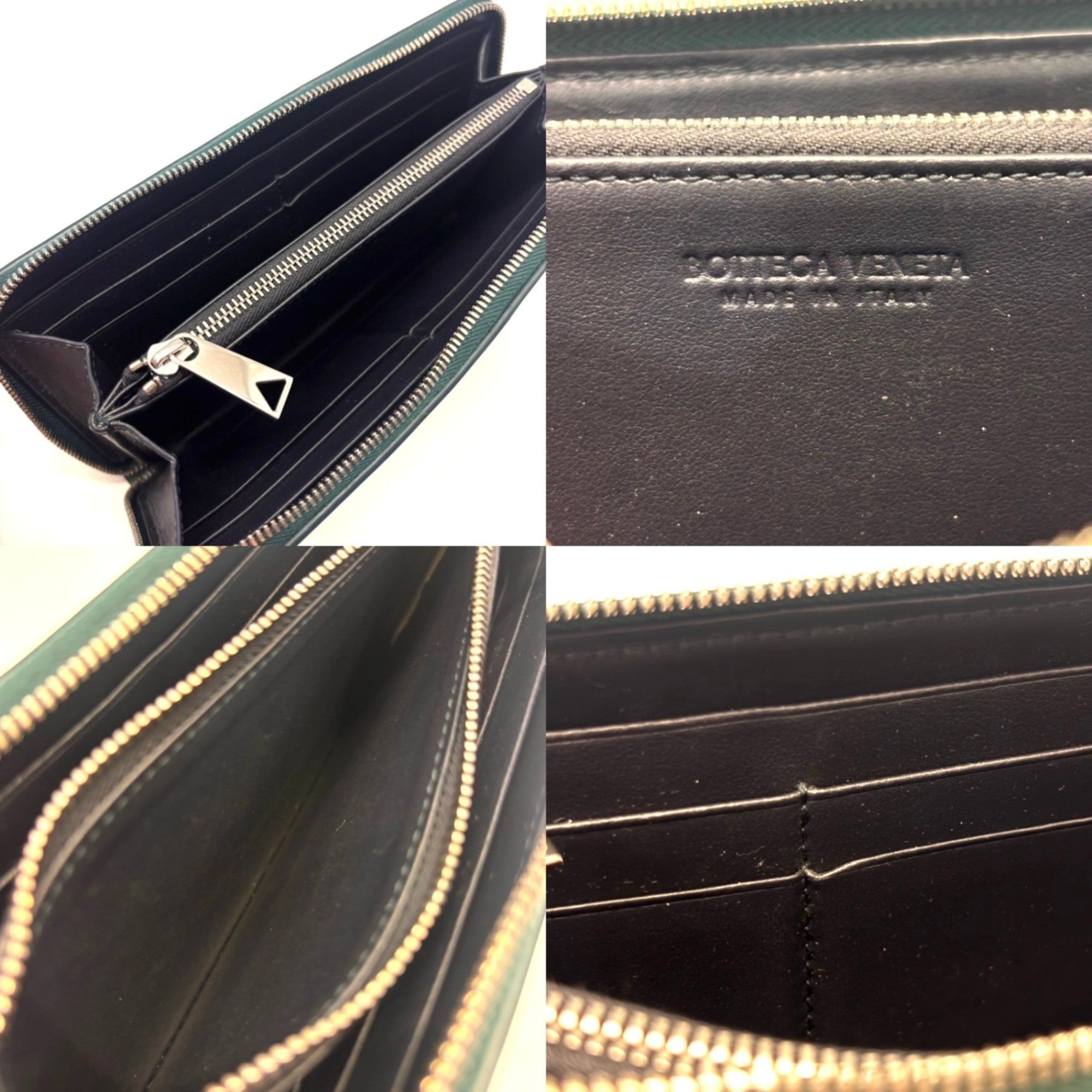 Bottega Veneta Green Leather Long Wallet (Bi-Fold)