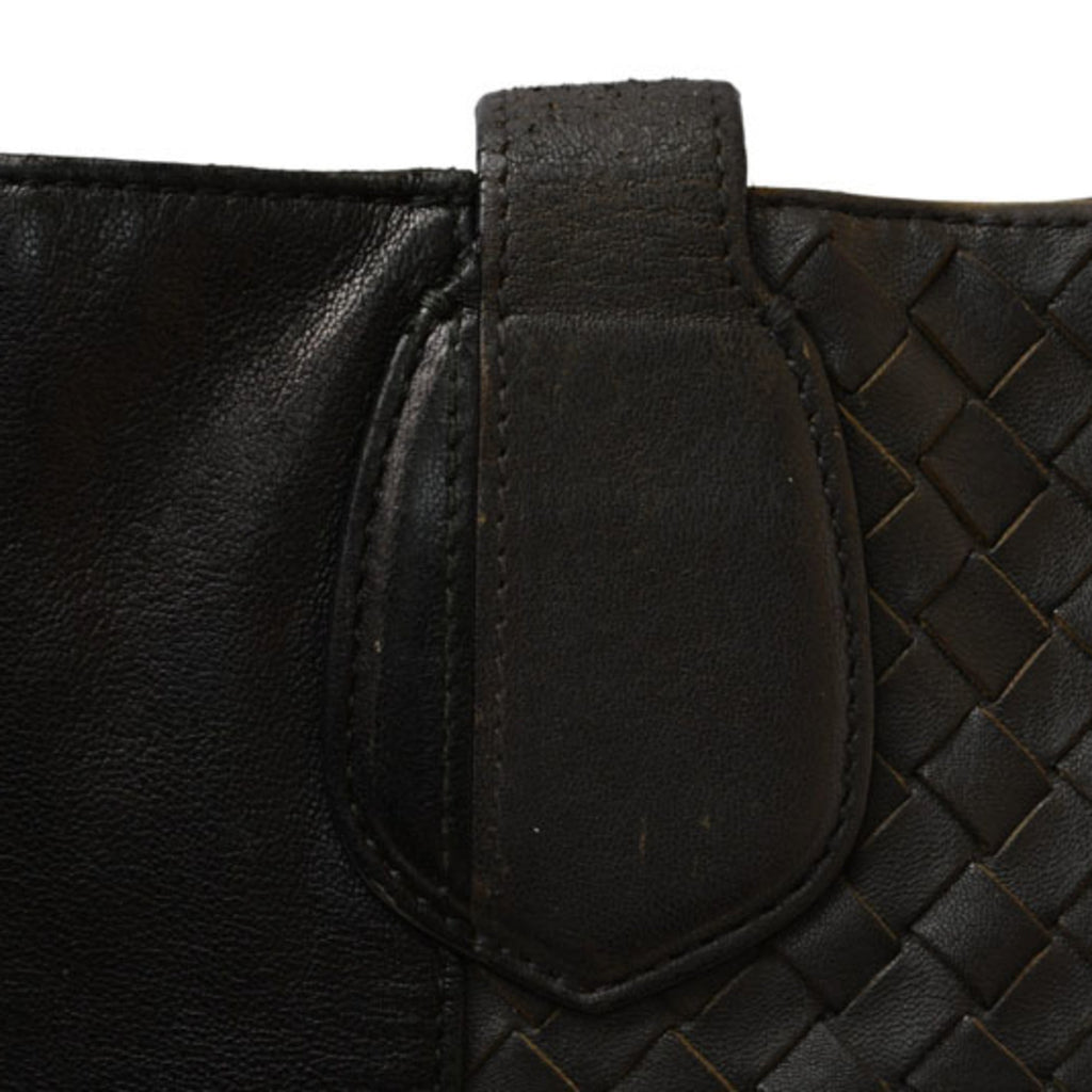Bottega Veneta Black Gray Leather Messenger Bag Shoulder Bag