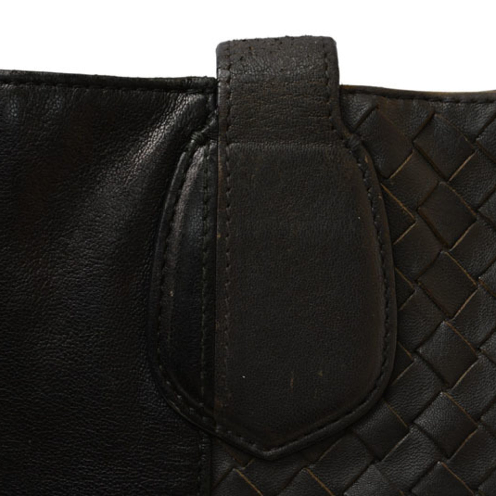 Bottega Veneta Black Gray Leather Messenger Bag Shoulder Bag