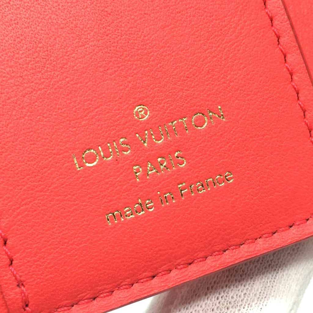 Louis Vuitton Red Color Leather Wallet (Tri-Fold)