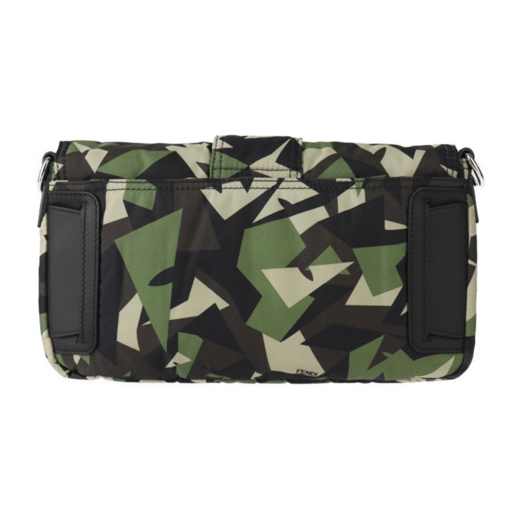 Fendi Beige Black Camouflage Green Nylon Leather Clutch Bag Fanny Pack Pouch Shoulder Bag
