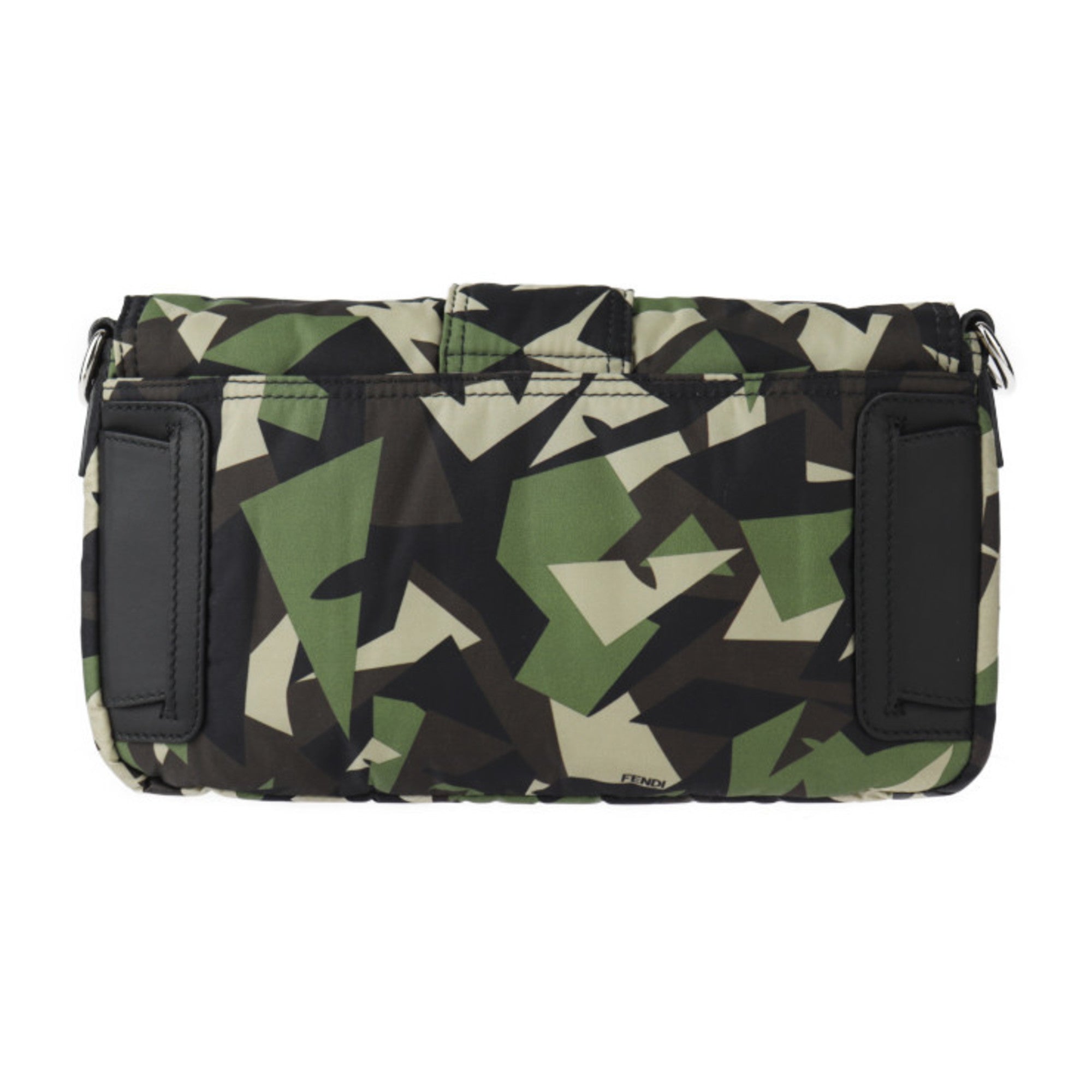 Fendi Beige Black Camouflage Green Nylon Leather Clutch Bag Fanny Pack Pouch Shoulder Bag