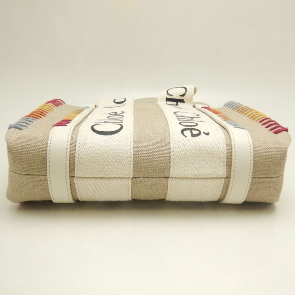 Chloé White Linen Leather Tote Bag (Pre-Owned)