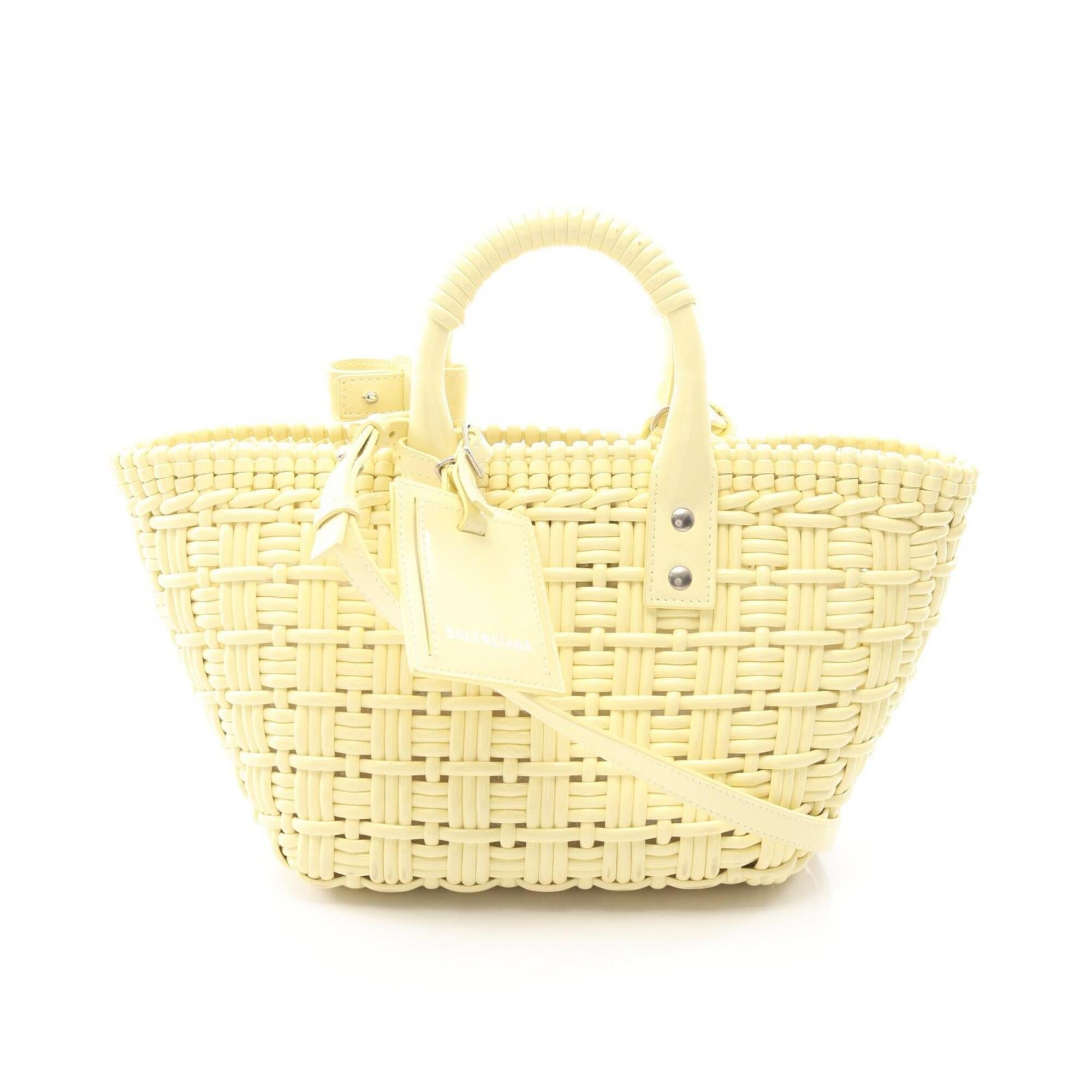 Balenciaga Yellow Leather Basket Handbag Tote