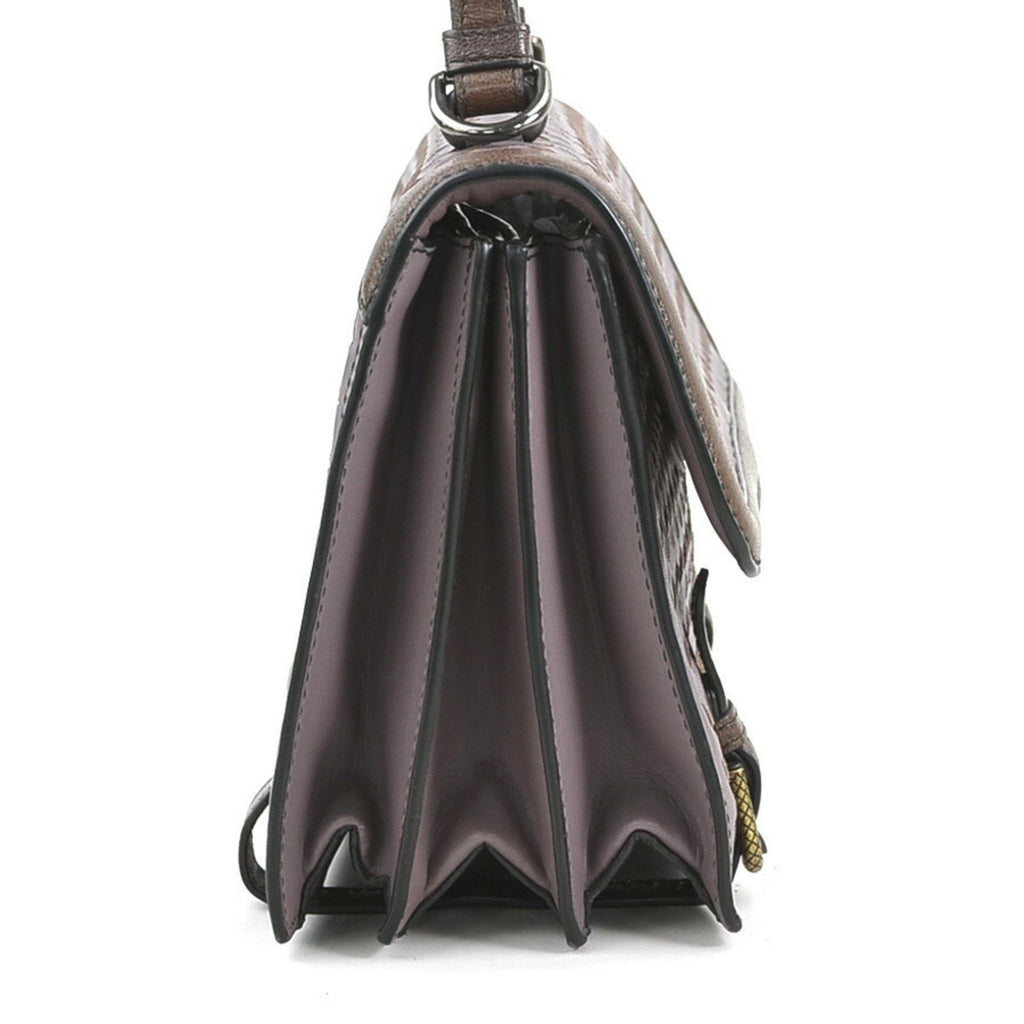 Bottega Veneta Intrecciato Purple Brown Leather Shoulder Bag