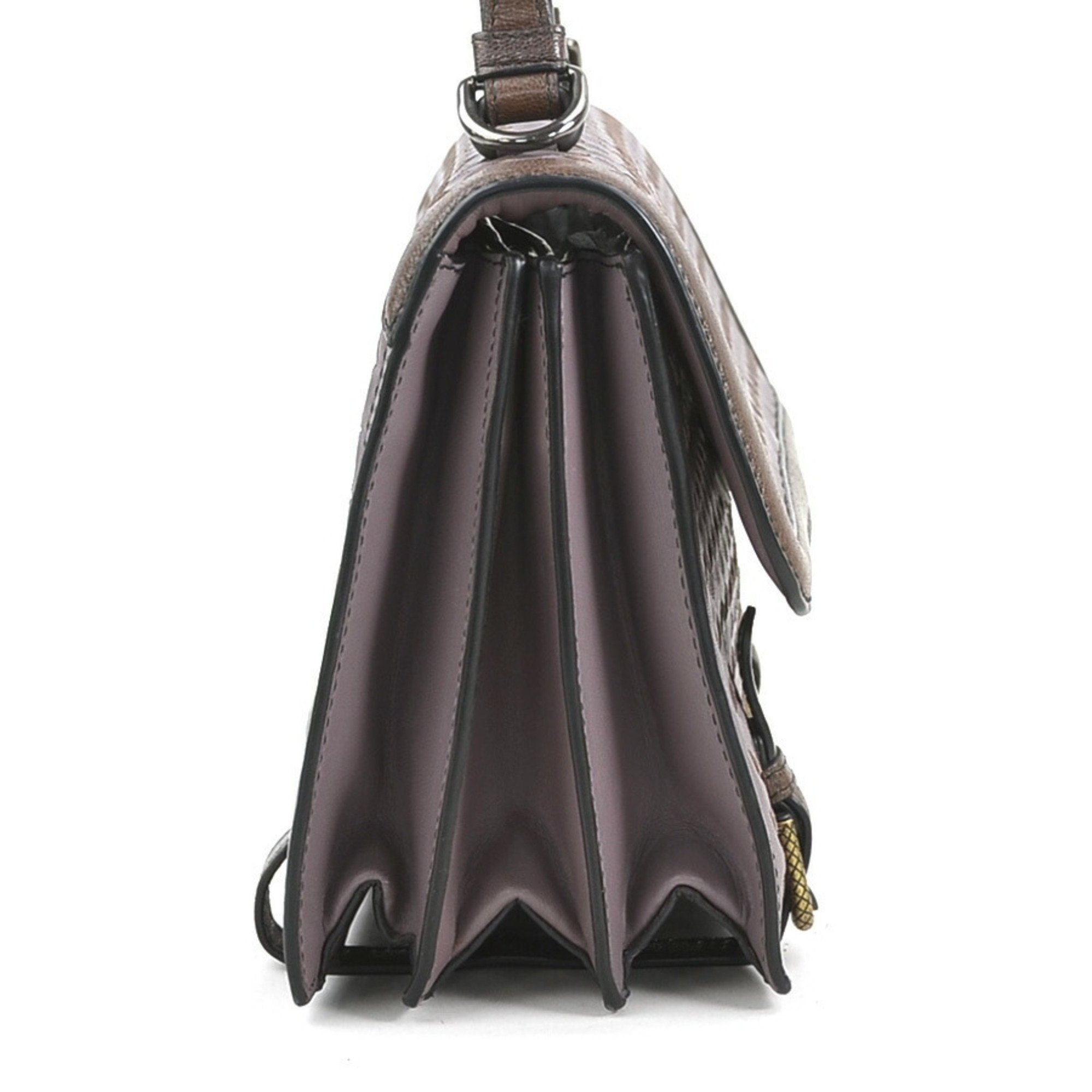 Bottega Veneta Intrecciato Purple Brown Leather Shoulder Bag