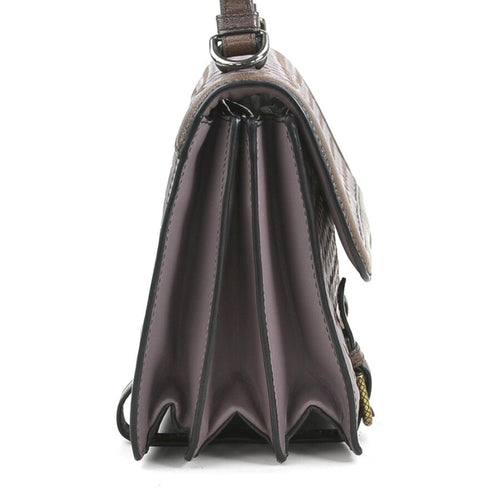 Bottega Veneta Intrecciato Purple Brown Leather Shoulder Bag