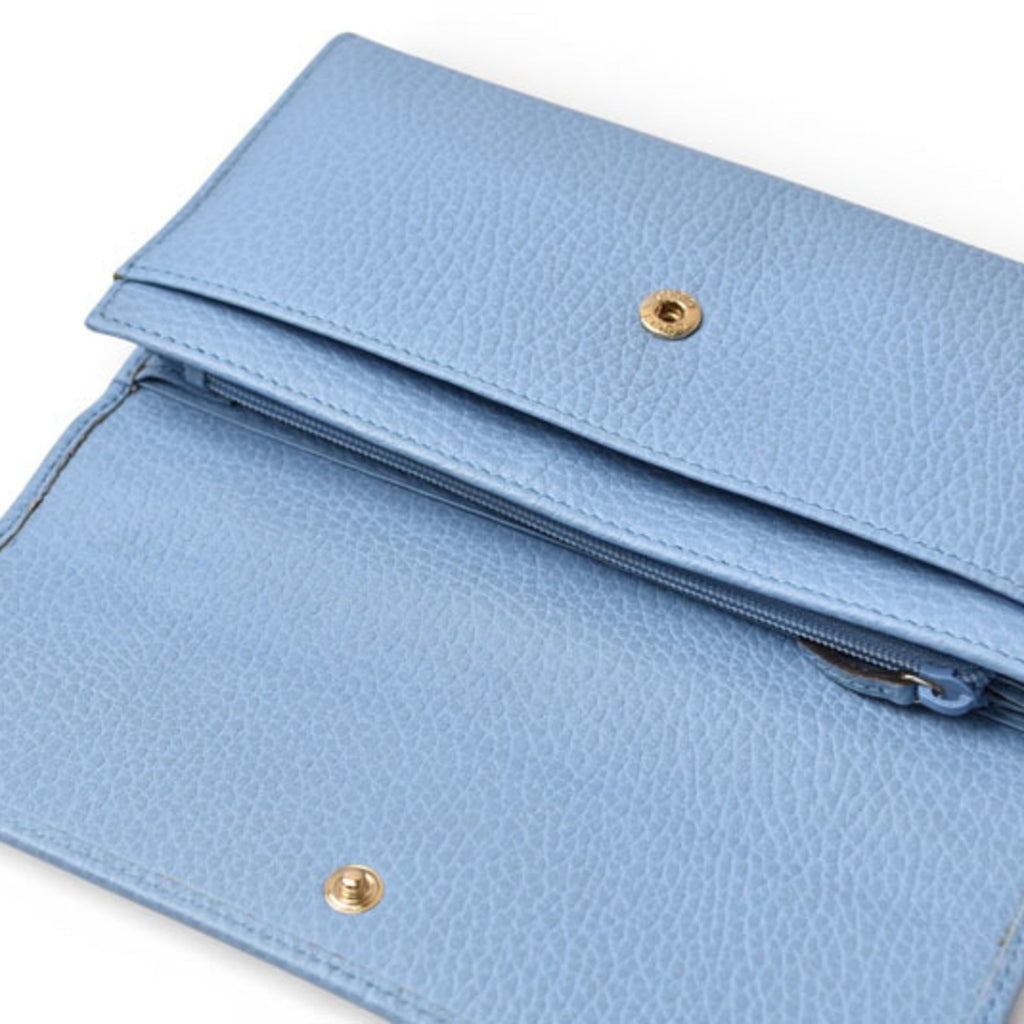 Gucci Blue Leather Long Wallet (Bi-Fold) (Pre-Owned)