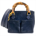 Gucci Navy Suede Leather Shoulder Bag (Pre-Owned)
