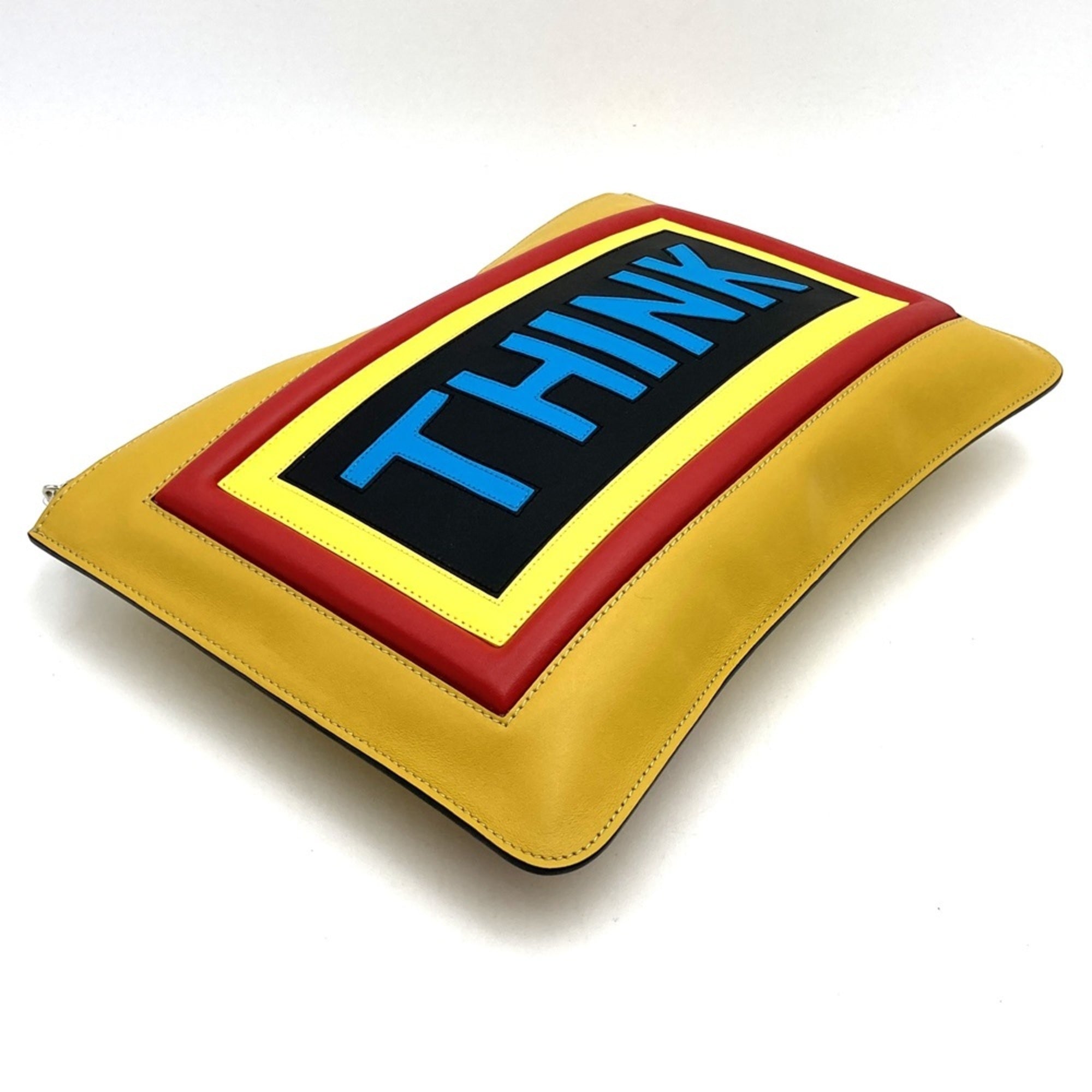 Fendi Yellow Leather Clutch Bag