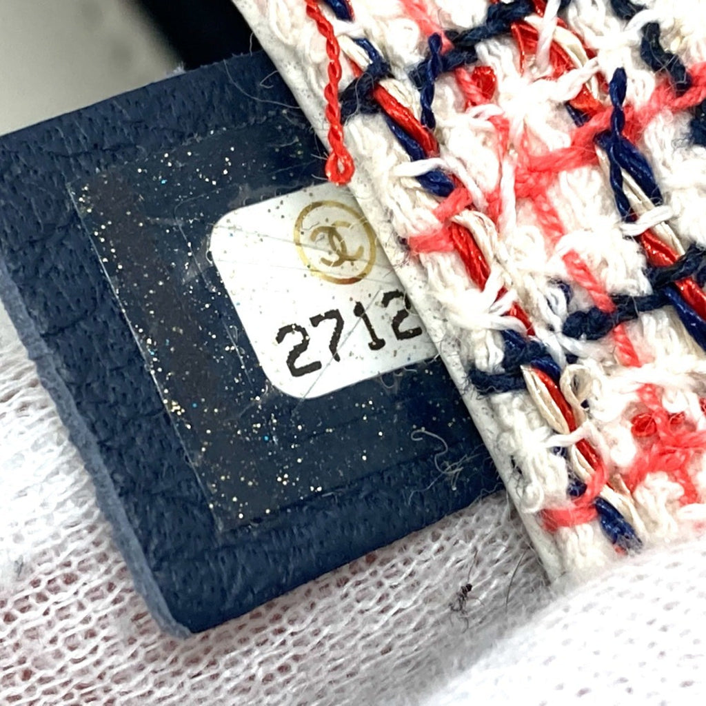 Chanel Red Color White Tweed Leather Pochette Shoulder Bag