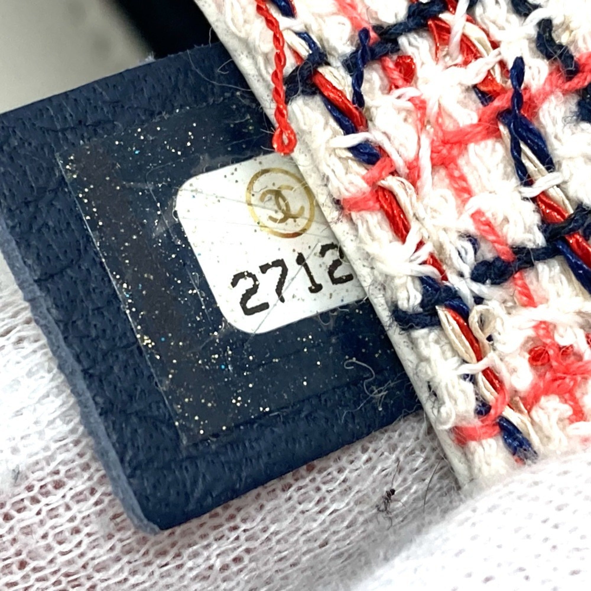 Chanel Red Color White Tweed Leather Pochette Shoulder Bag