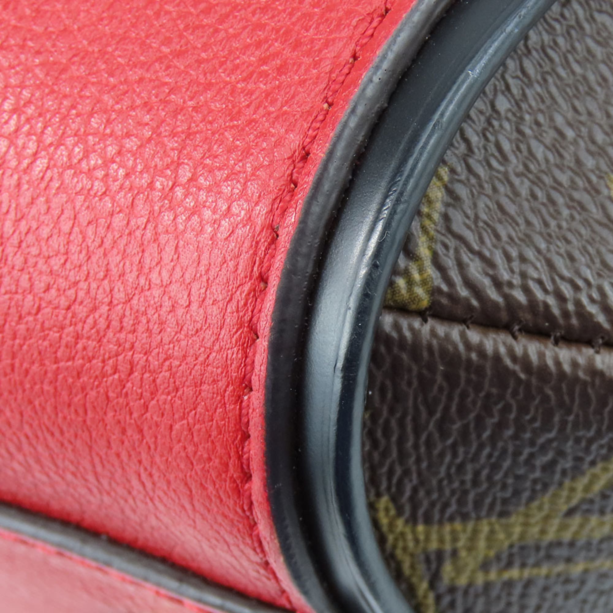 Louis Vuitton Monogram Cerise Red Brown Monogram Leather Tote Bag