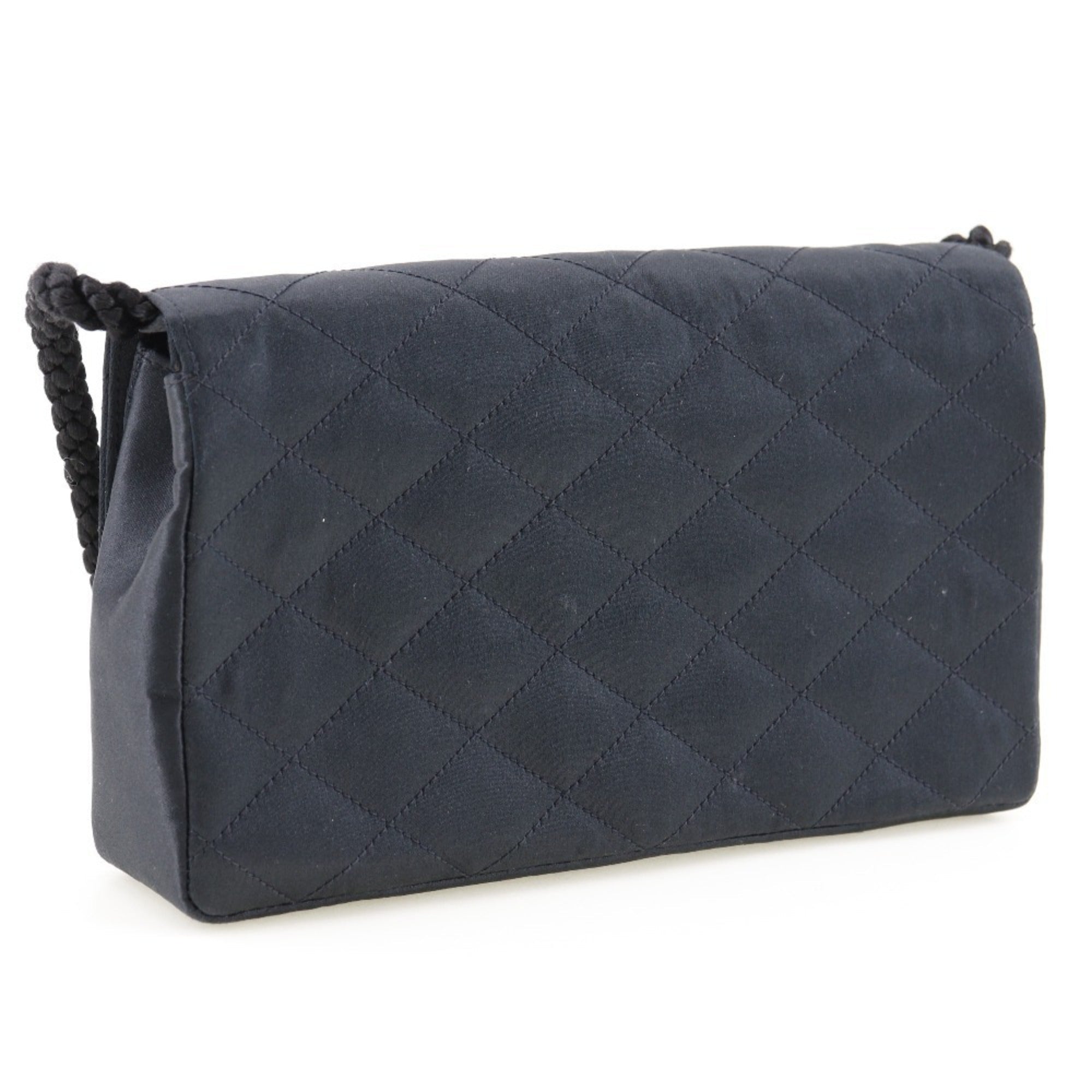 Chanel Black Satin Shoulder Bag