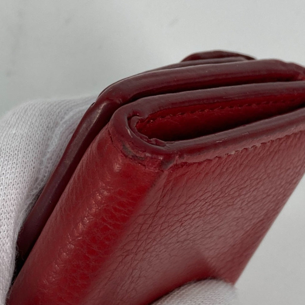 Prada Red Leather Wallet (Tri-Fold)