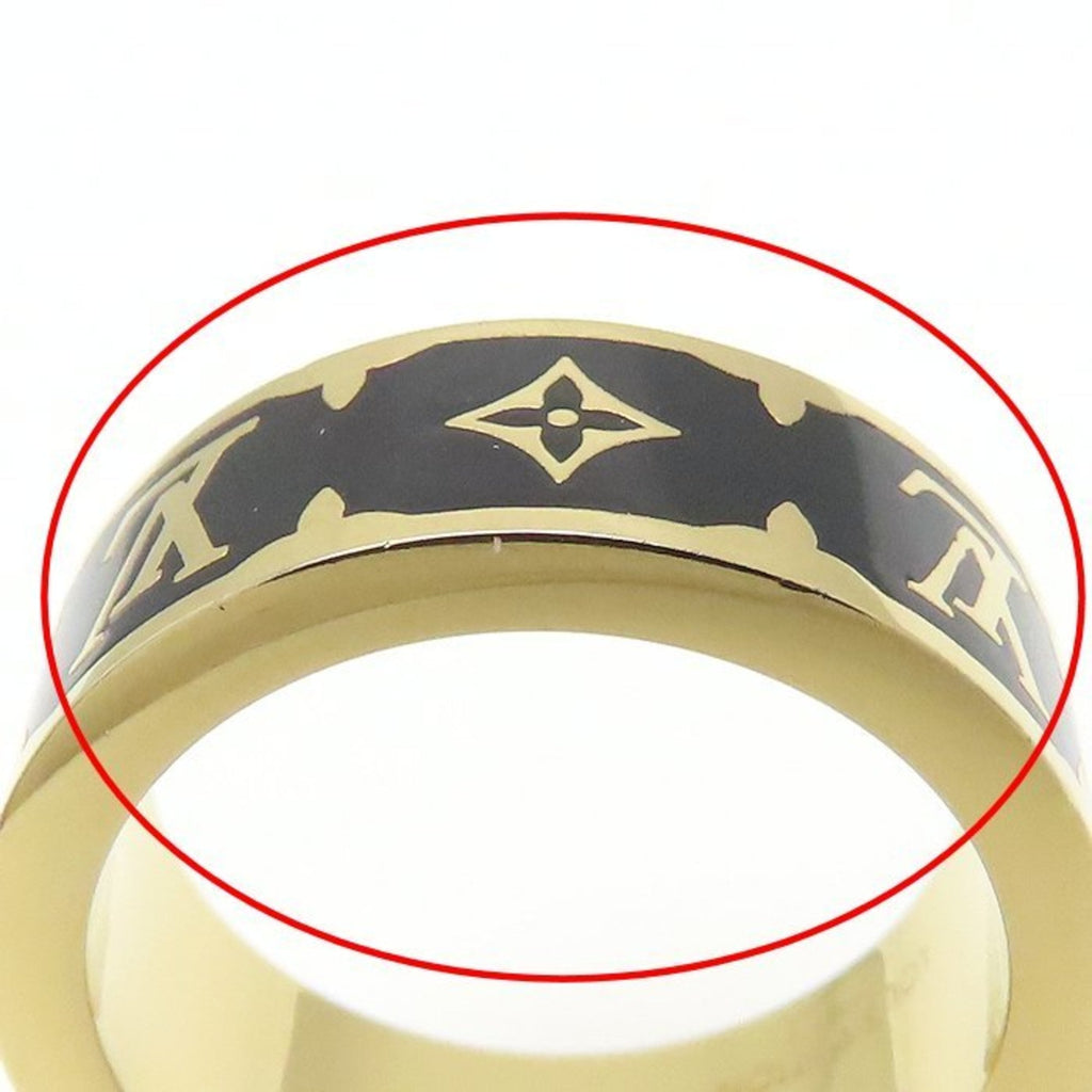 Louis Vuitton Gold Black Gold Plating Band Ring