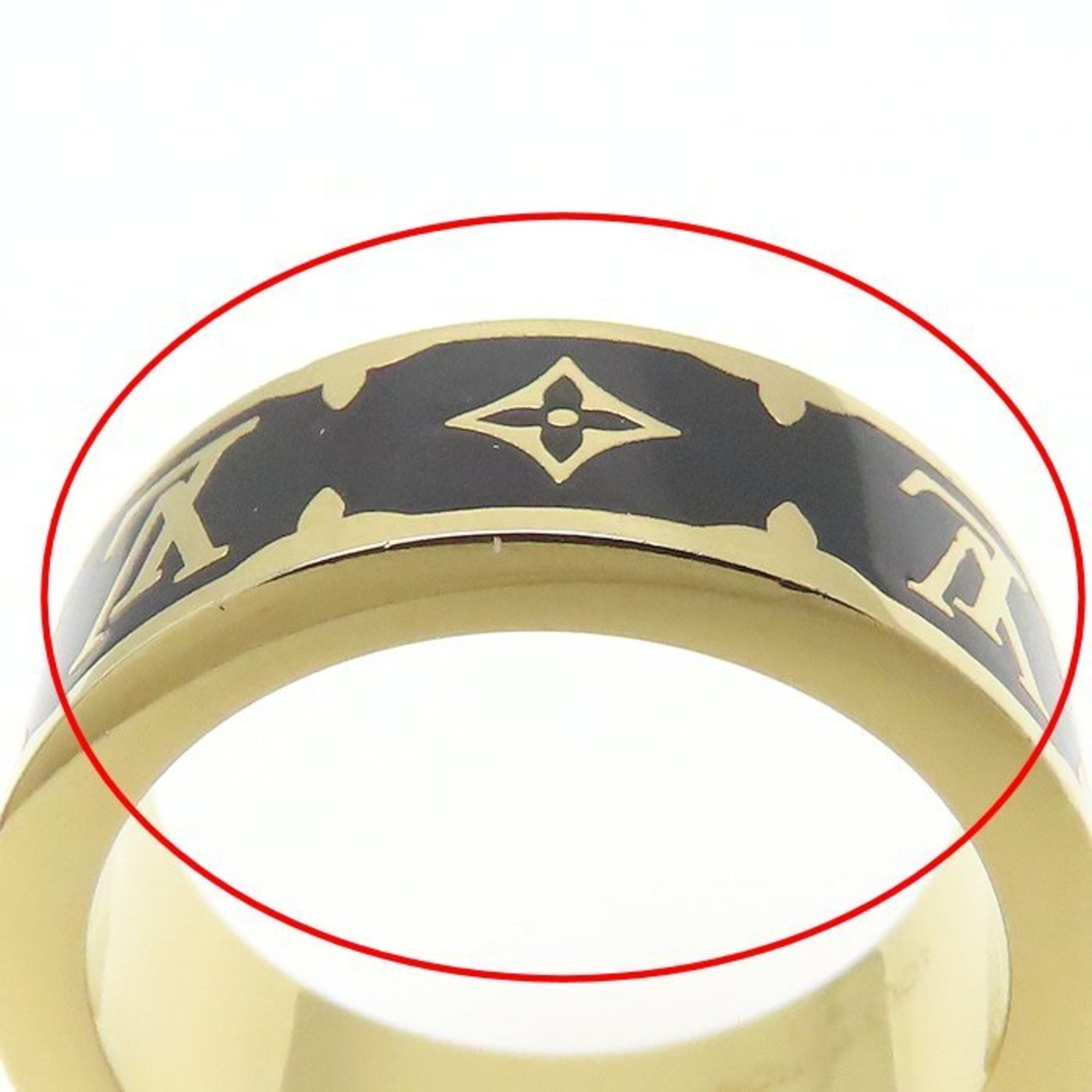 Louis Vuitton Gold Black Gold Plating Band Ring