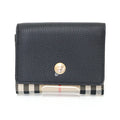 Burberry Beige Black Elastane Cotton Leather Wallet (Tri-Fold)