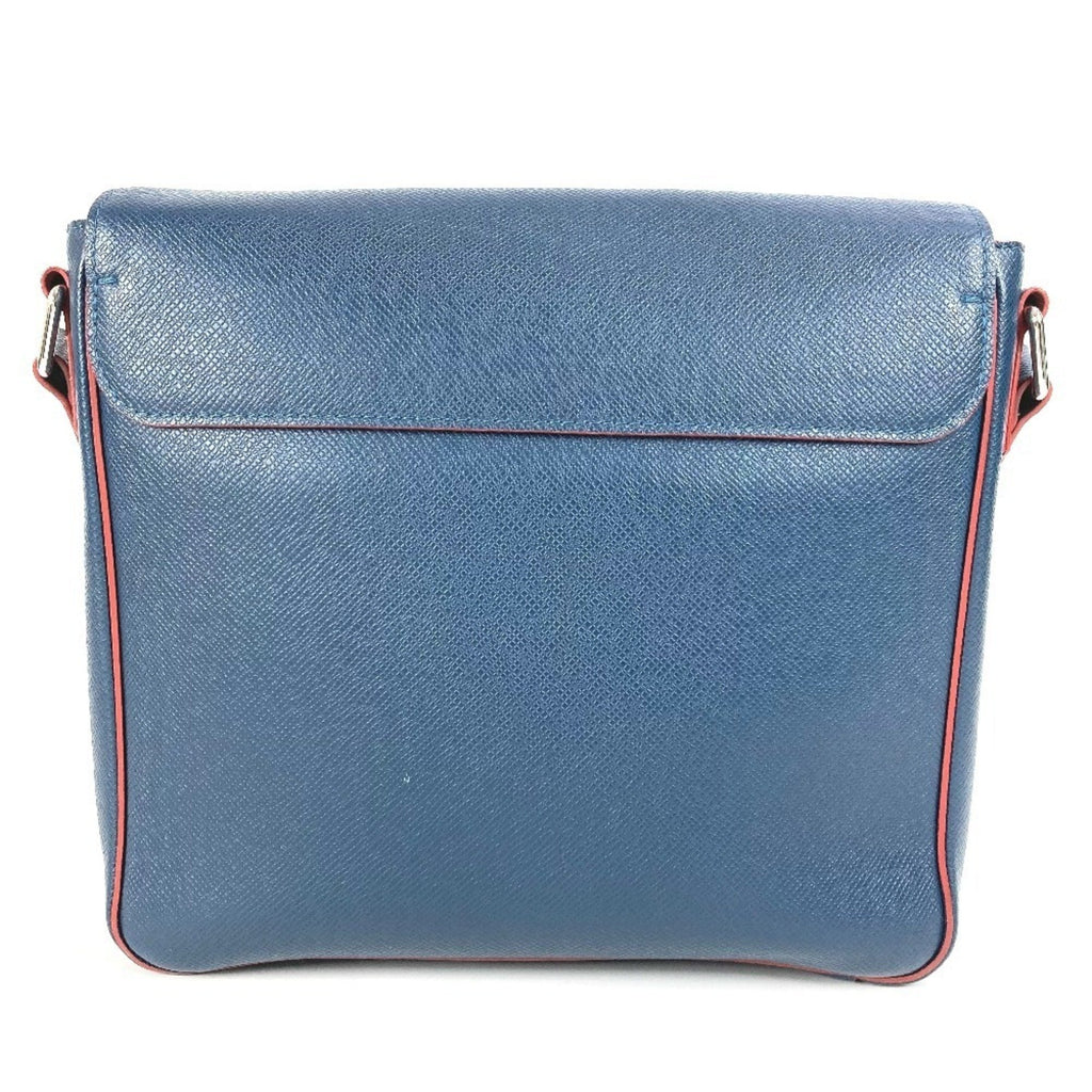 Louis Vuitton Navy Ocean Red Color Taiga Leather Messenger Bag Shoulder Bag