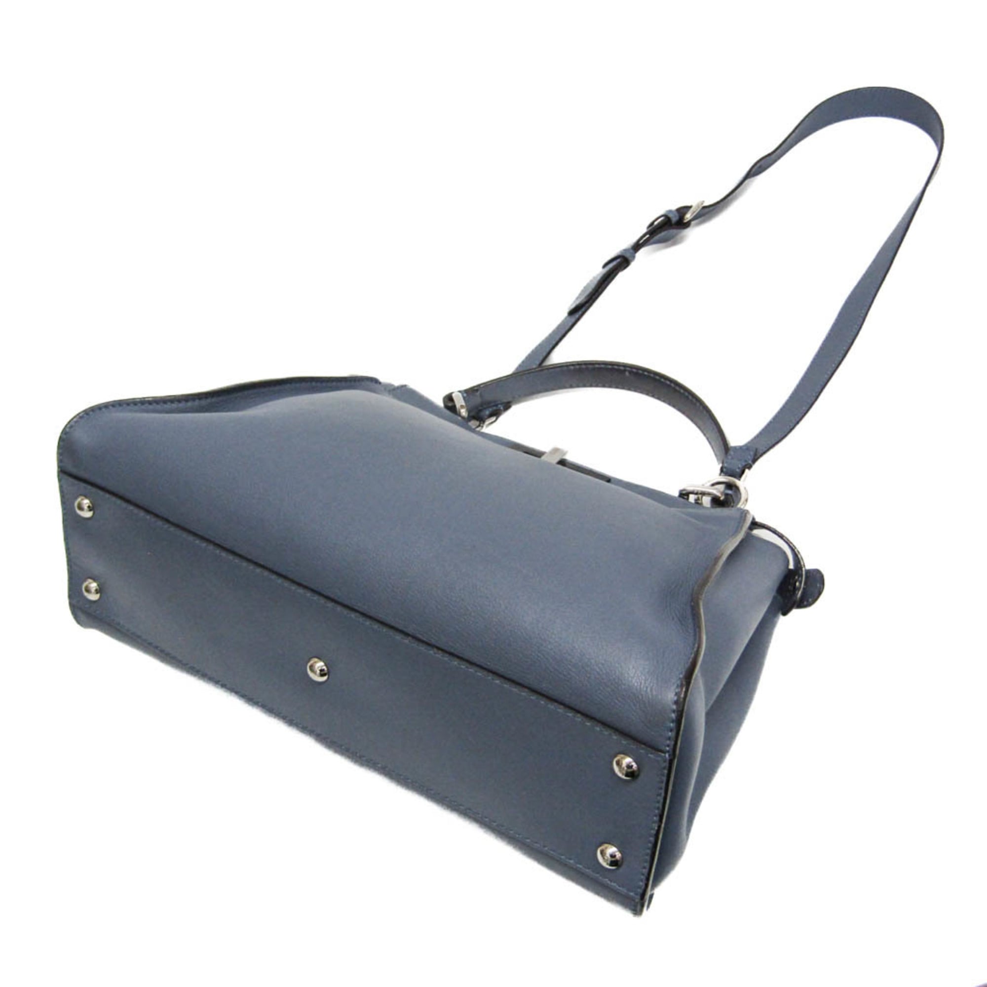 Fendi Peekaboo Blue Leather Handbag Shoulder Bag