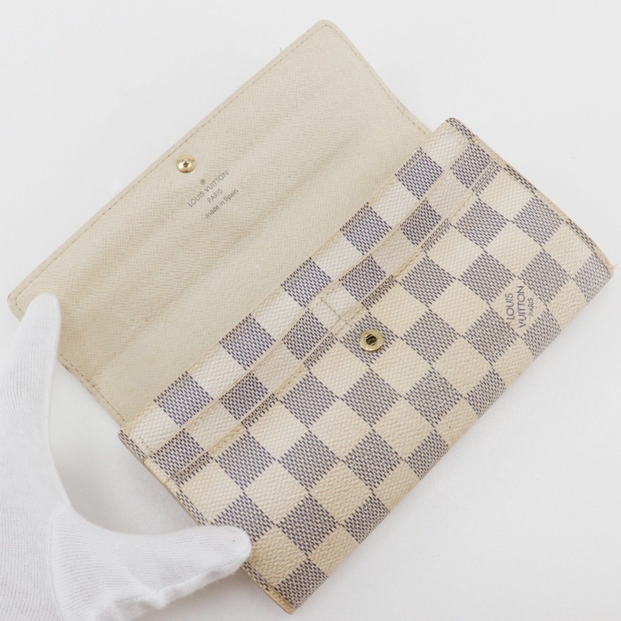 Louis Vuitton White Damier Azur Canvas Long Wallet (Tri-Fold)