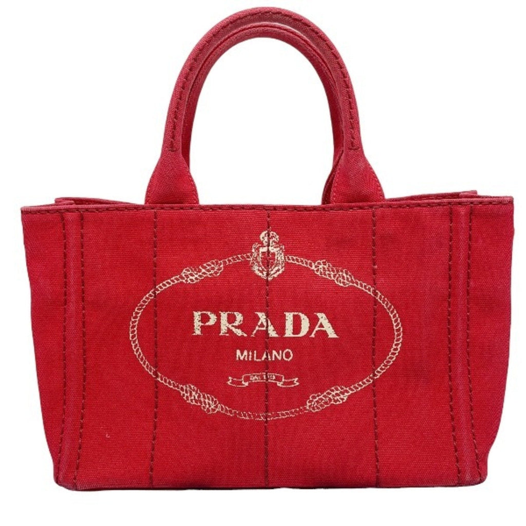 Prada Red Color Denim Tote Bag