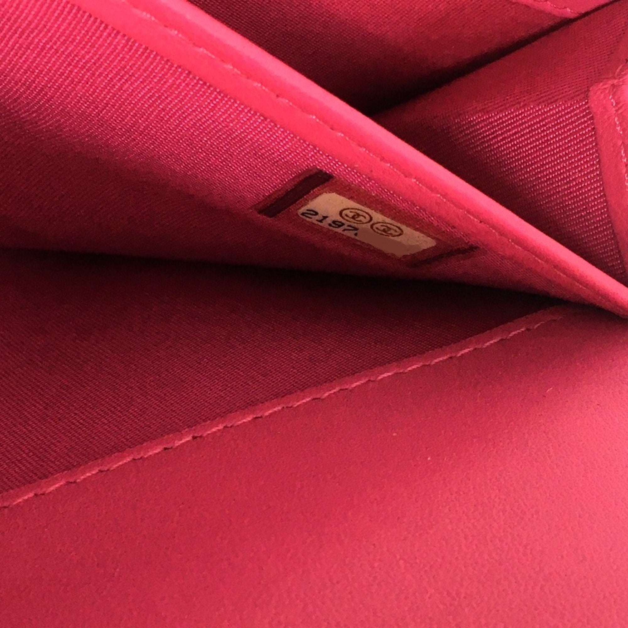 Chanel Pink Leather Long Wallet (Bi-Fold)