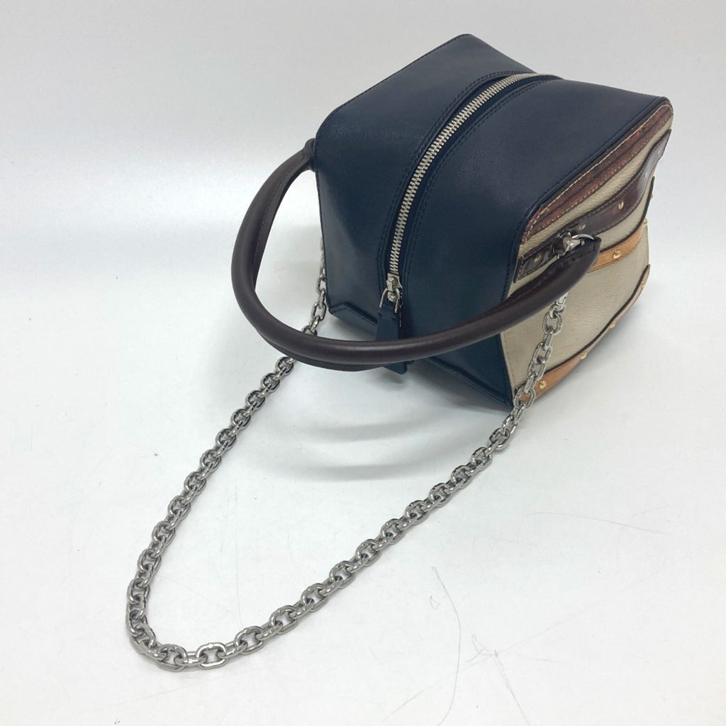 Louis Vuitton Beige Black Leather Handbag