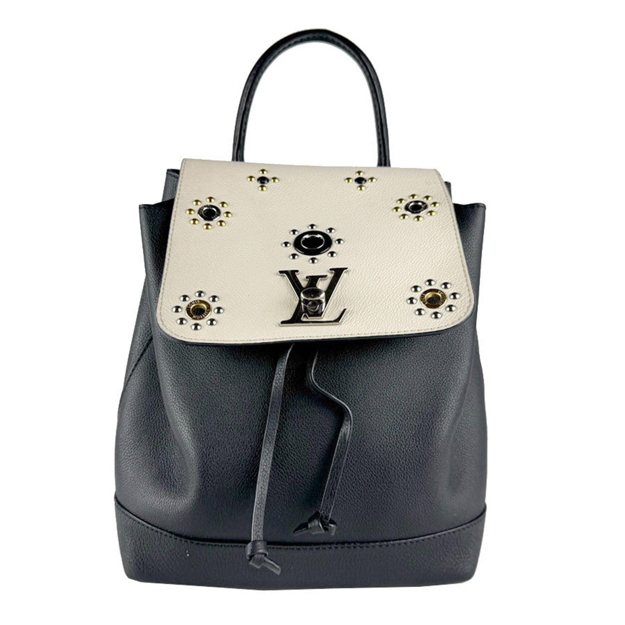 Louis Vuitton Black Off-White Leather Backpack