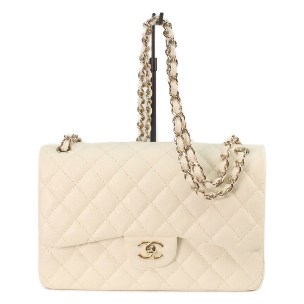 Chanel Ivory Grained Calfskin Shoulder Bag