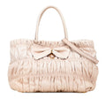 Prada Beige Pink Beige Leather Shoulder Bag Tote Bag