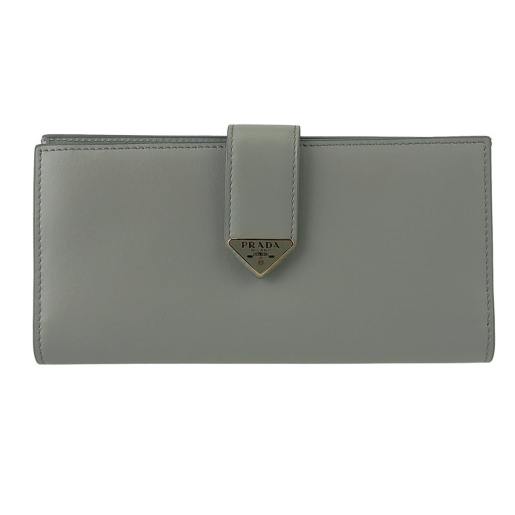 Prada Light Gray Leather Long Wallet (Bi-Fold)