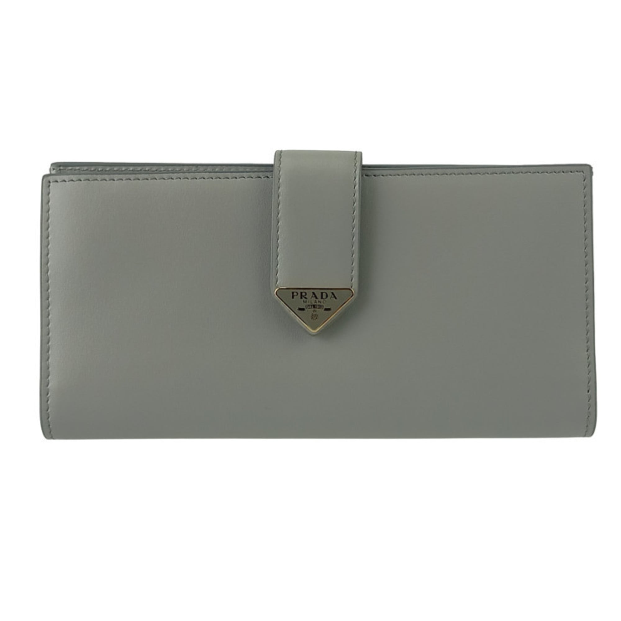 Prada Light Gray Leather Long Wallet (Bi-Fold)
