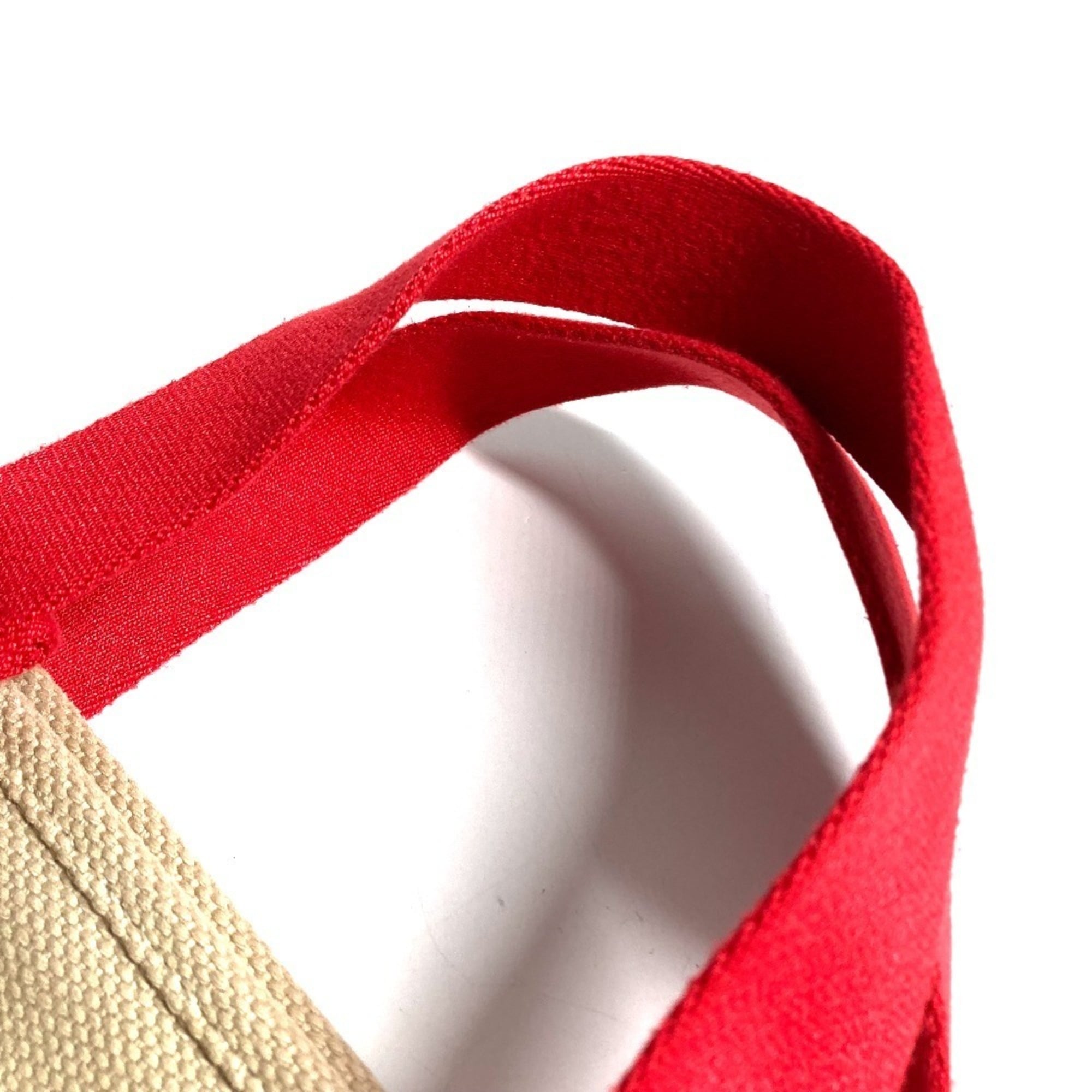 Louis Vuitton Beige Red Color Canvas Handbag Tote Bag