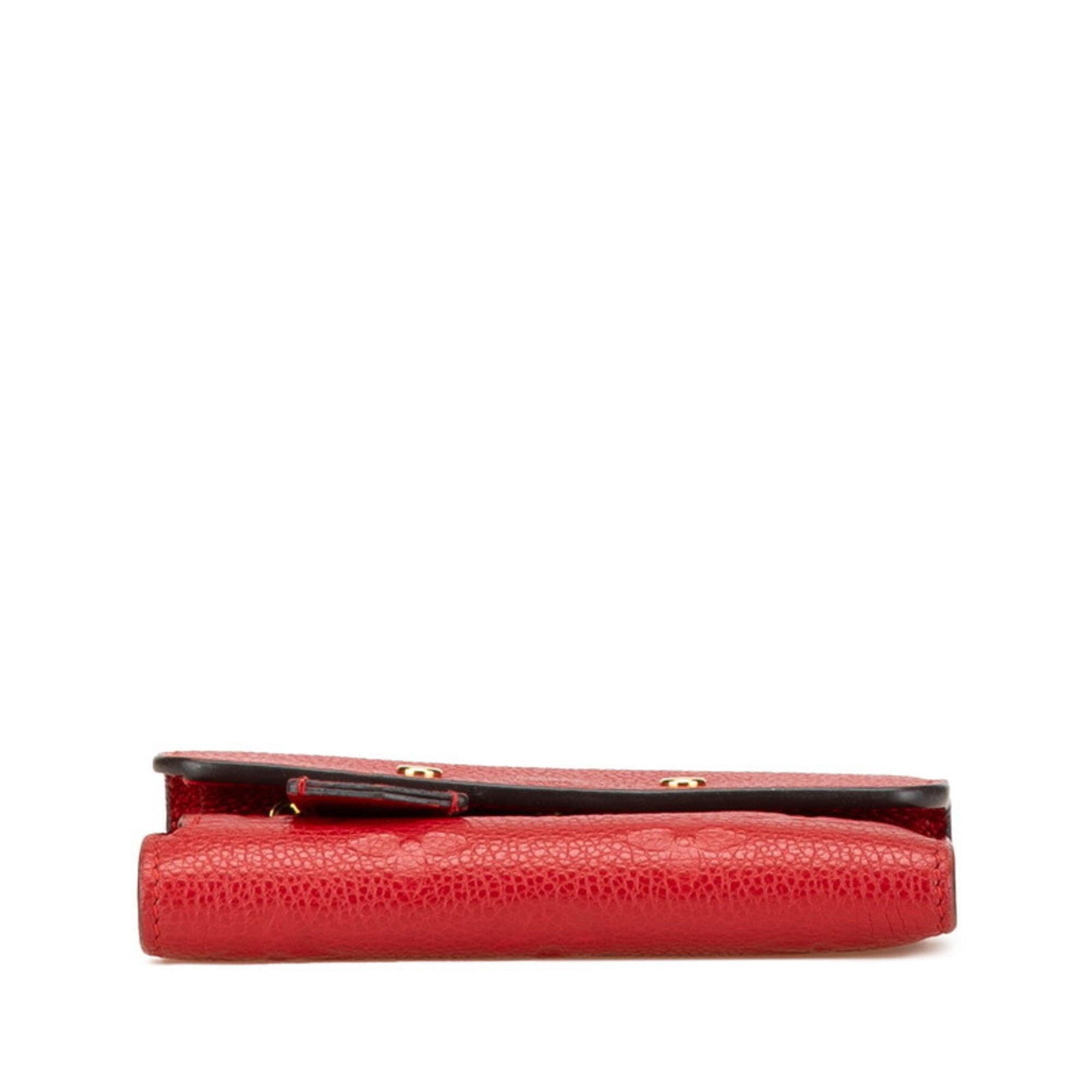 Louis Vuitton Cerise Red Color Leather Wallet (Tri-Fold)