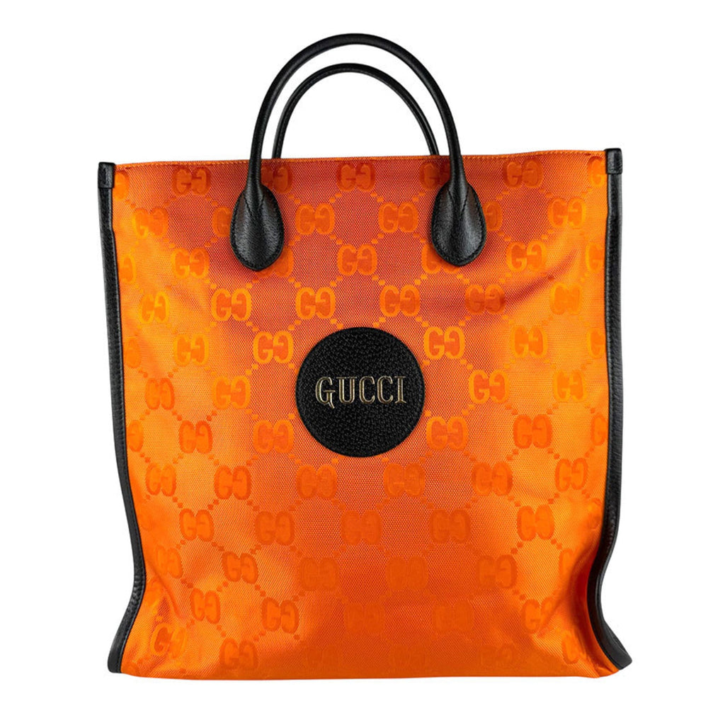 Gucci Black Orange Nylon Leather Handbag Shoulder Bag (Pre-Owned)