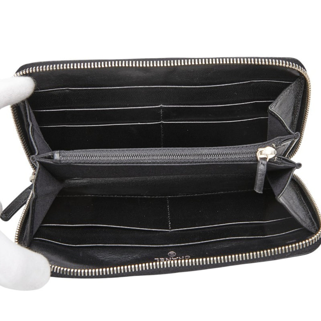 Chanel Matelasse Black Leather Long Wallet (Bi-Fold)