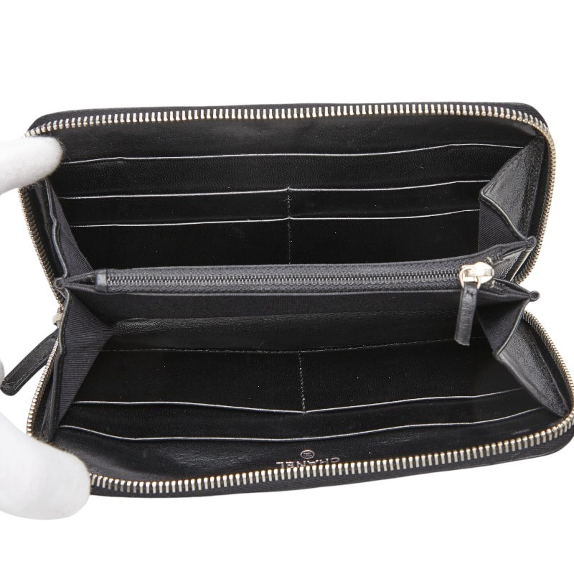 Chanel Matelasse Black Leather Long Wallet (Bi-Fold)