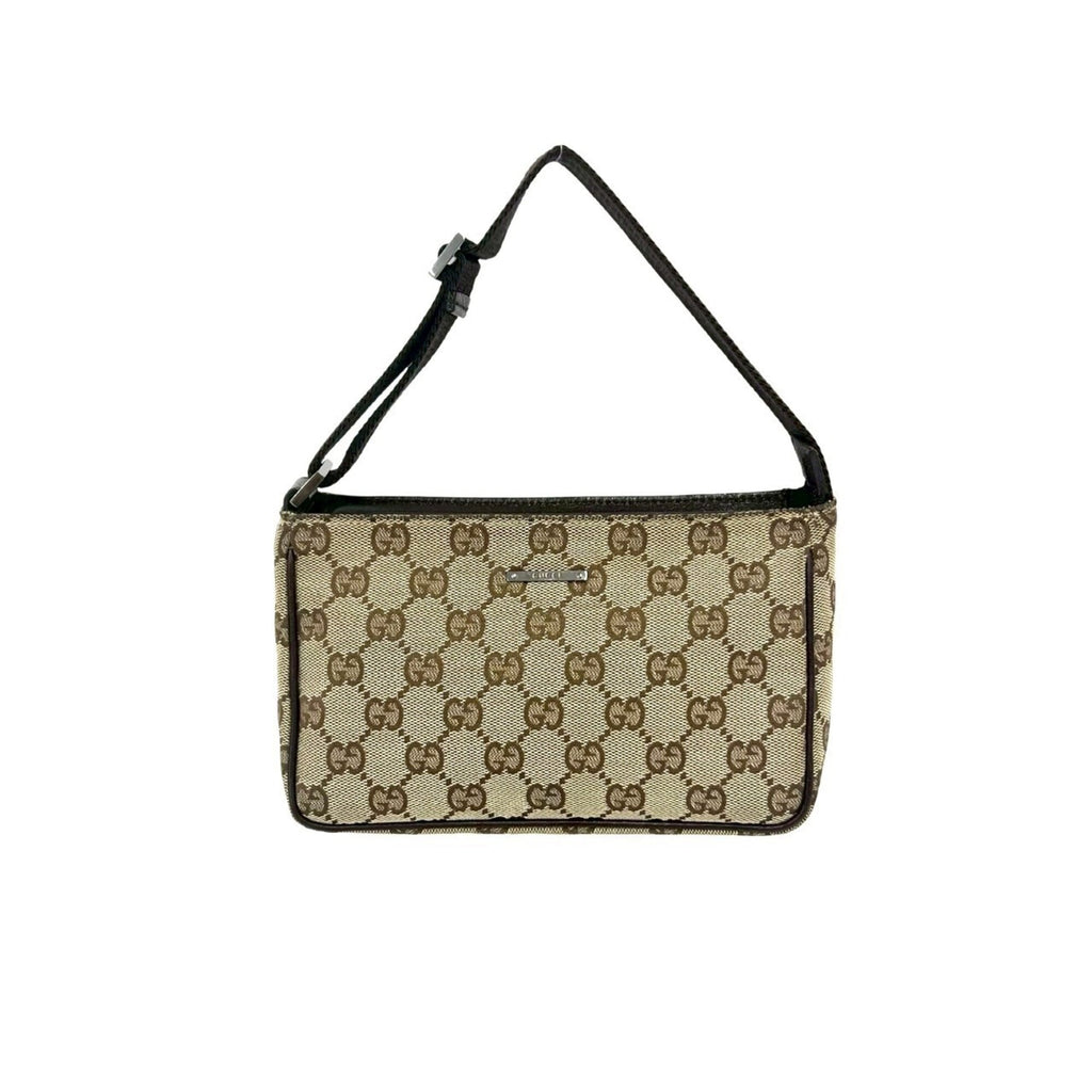 Gucci Brown Canvas Leather Handbag Pouch Shoulder Bag (Pre-Owned)