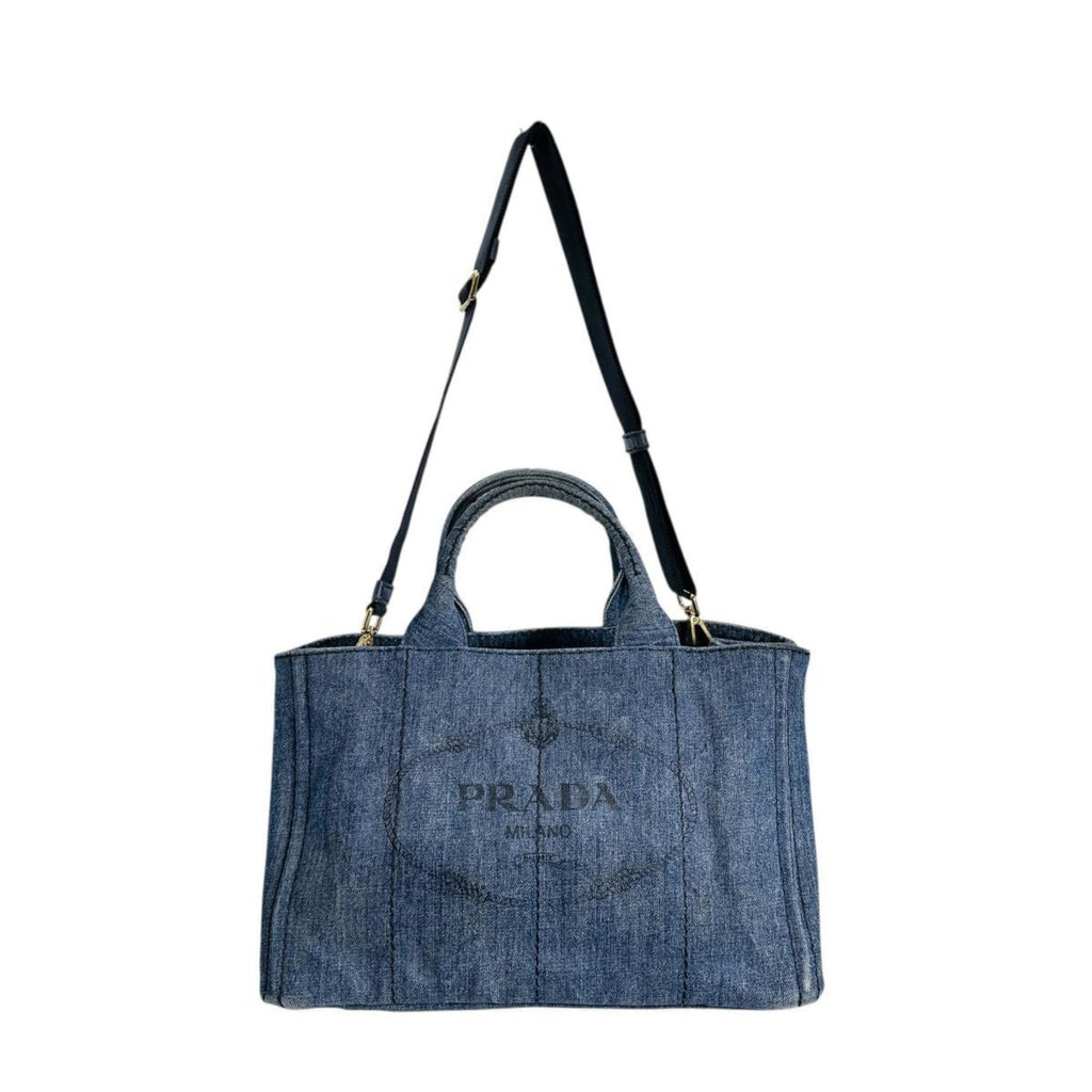 Prada Blue Denim Tote Bag