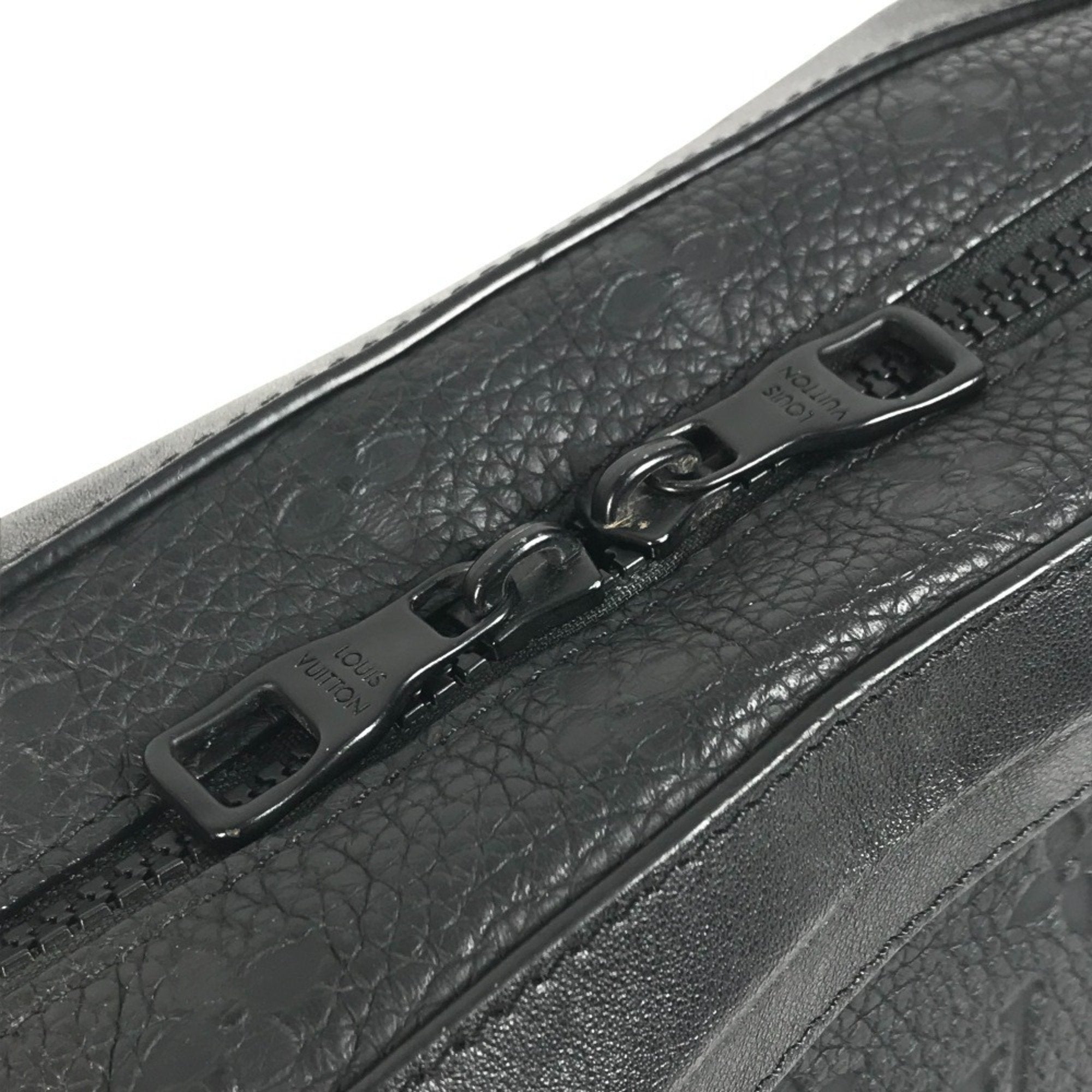 Louis Vuitton Black Noir Leather Clutch Bag Shoulder Bag