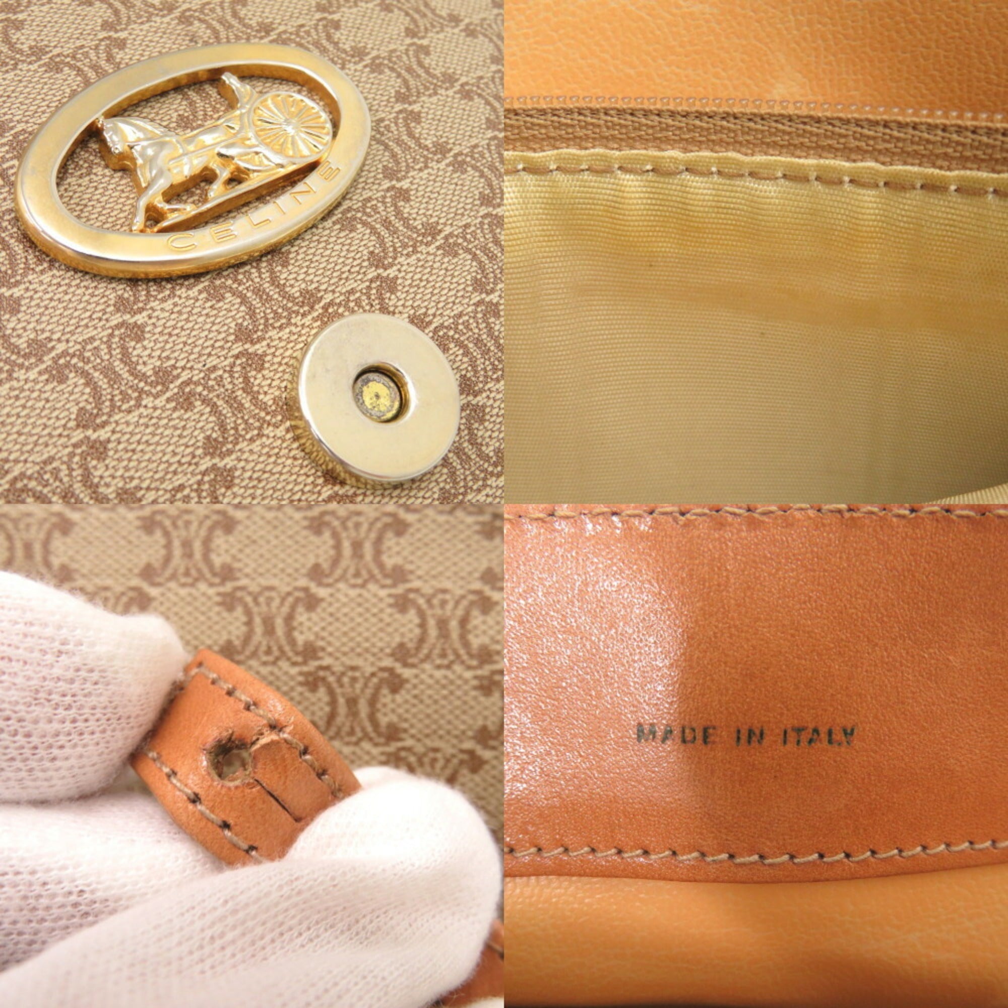 Celine Beige Pvc Leather Shoulder Bag