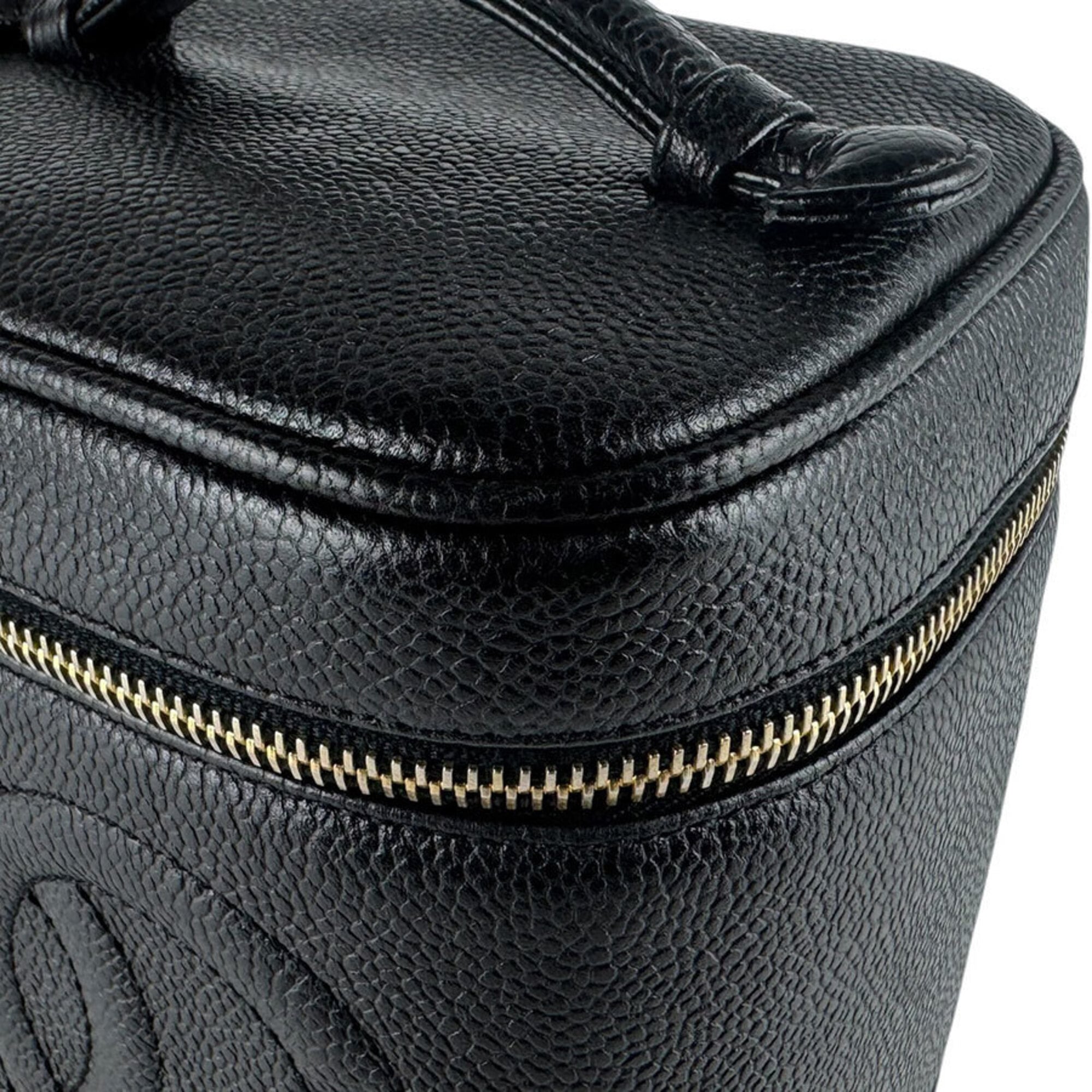 Chanel Black Grained Calfskin Handbag Vanity Bag