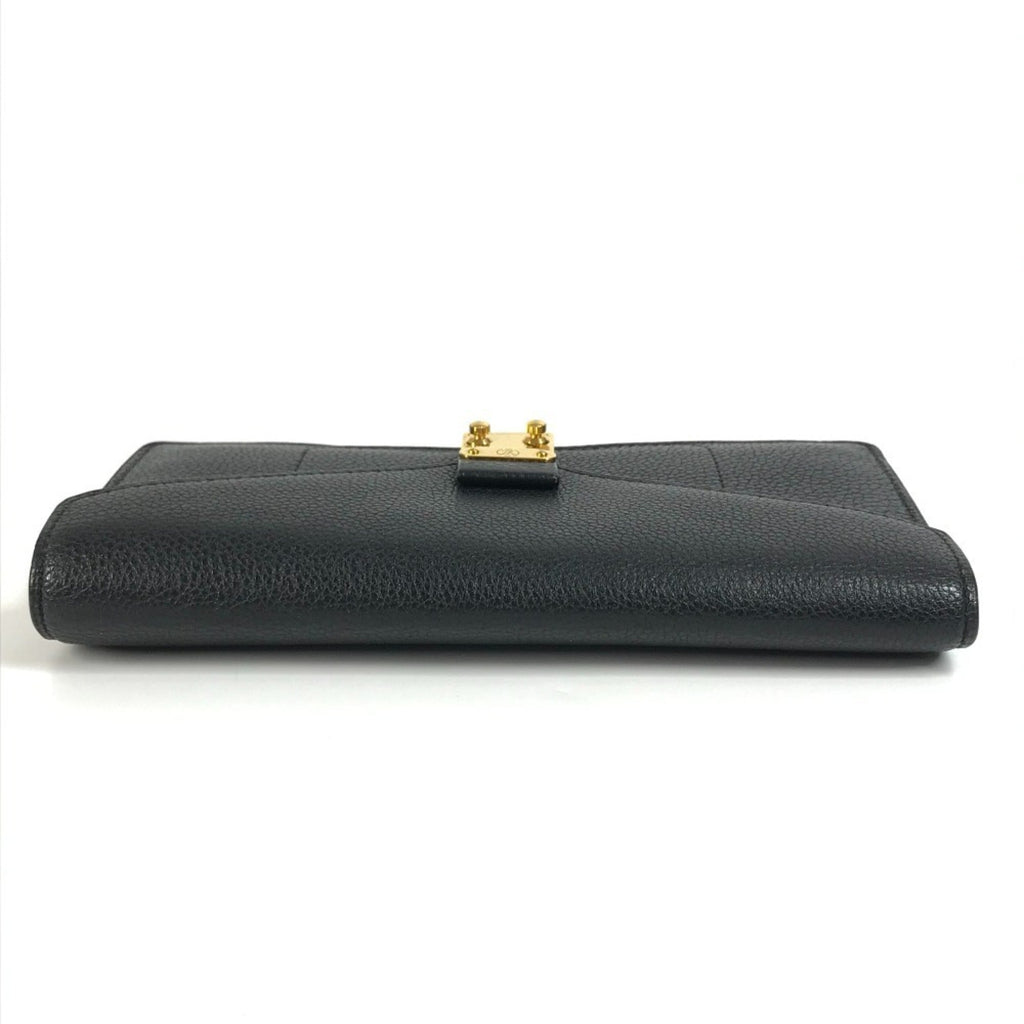 Louis Vuitton Black Leather Long Wallet (Tri-Fold)