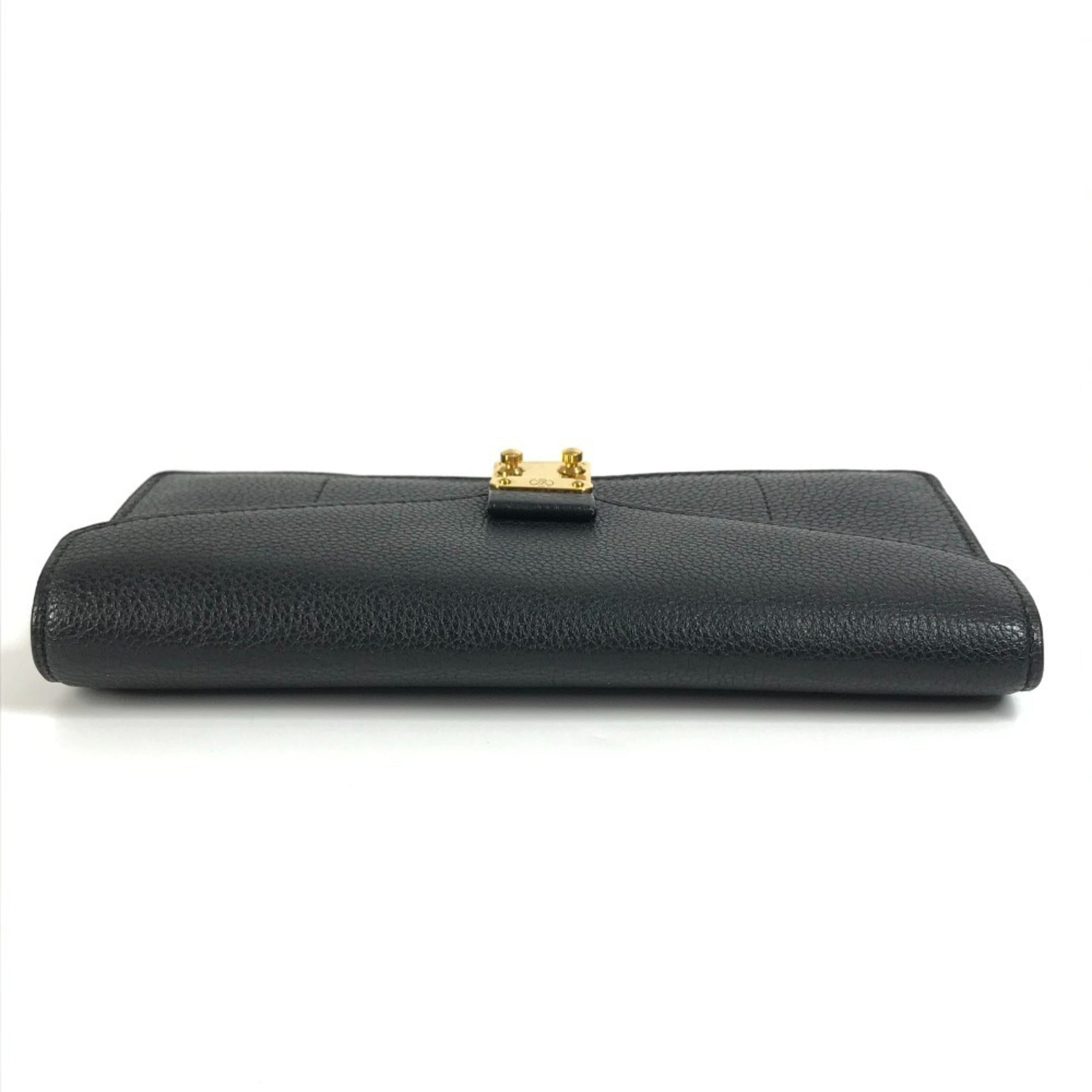 Louis Vuitton Black Leather Long Wallet (Tri-Fold)