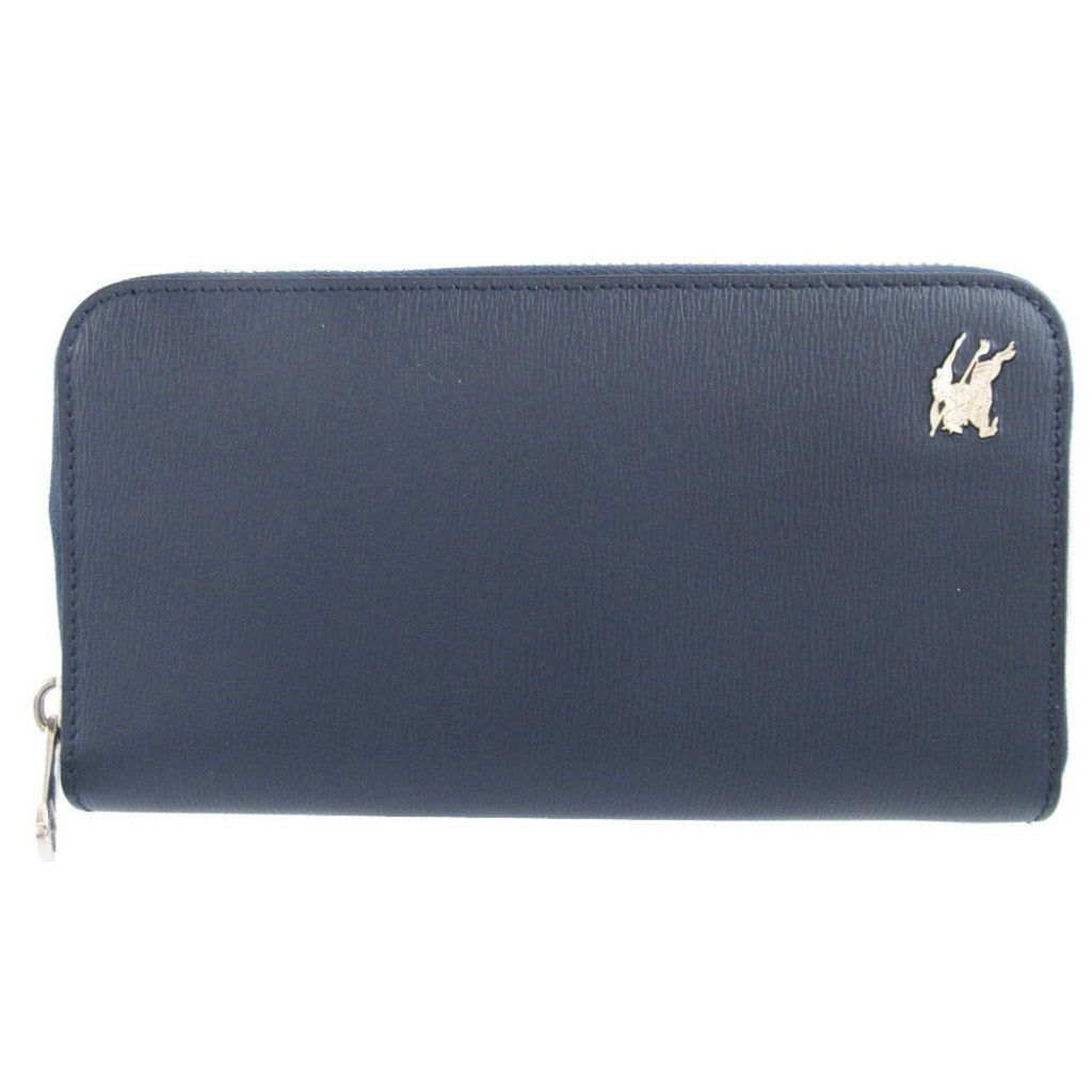 Burberry Navy Leather Long Wallet (Bi-Fold)