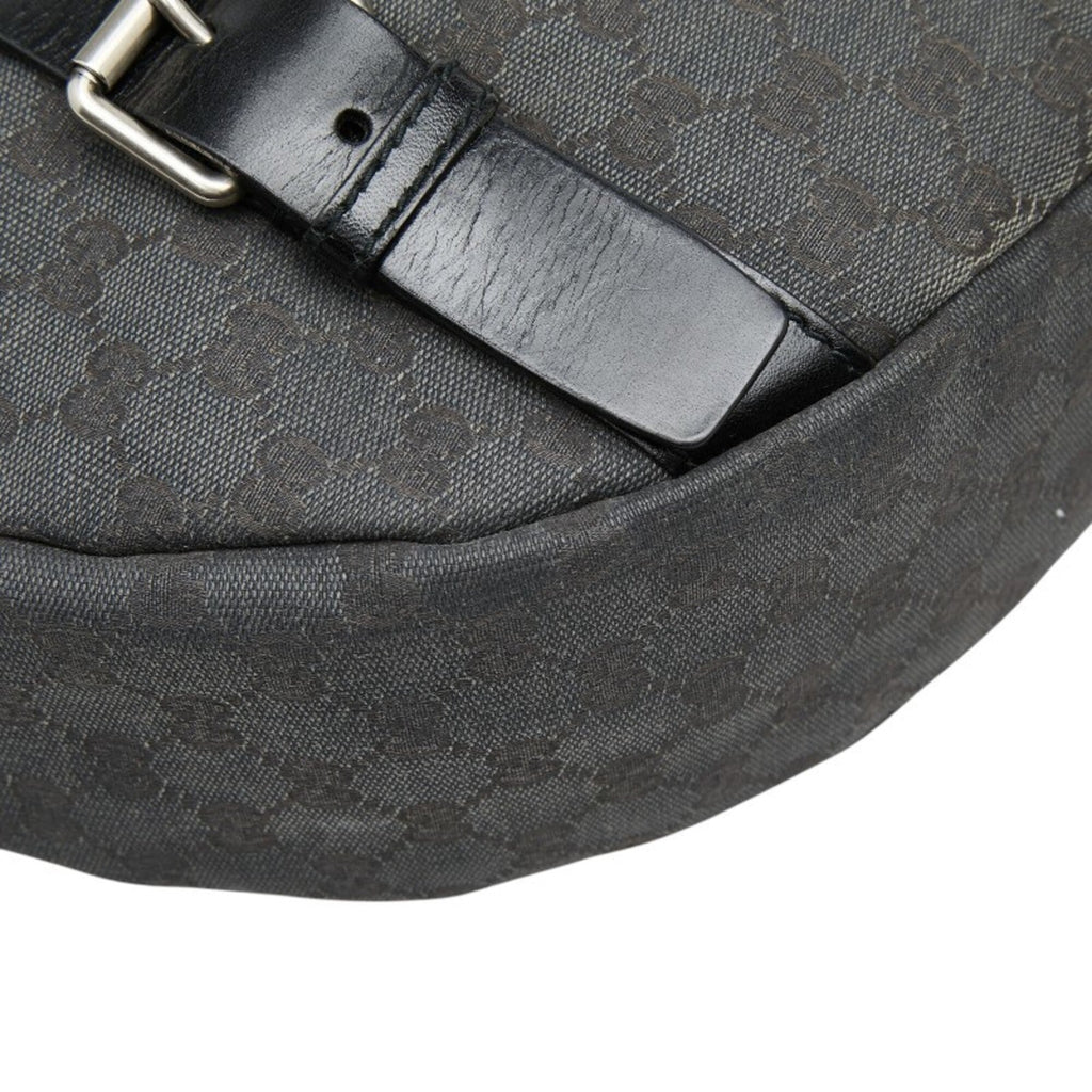 Gucci Black Canvas Leather Messenger Bag Shoulder Bag (Pre-Owned)