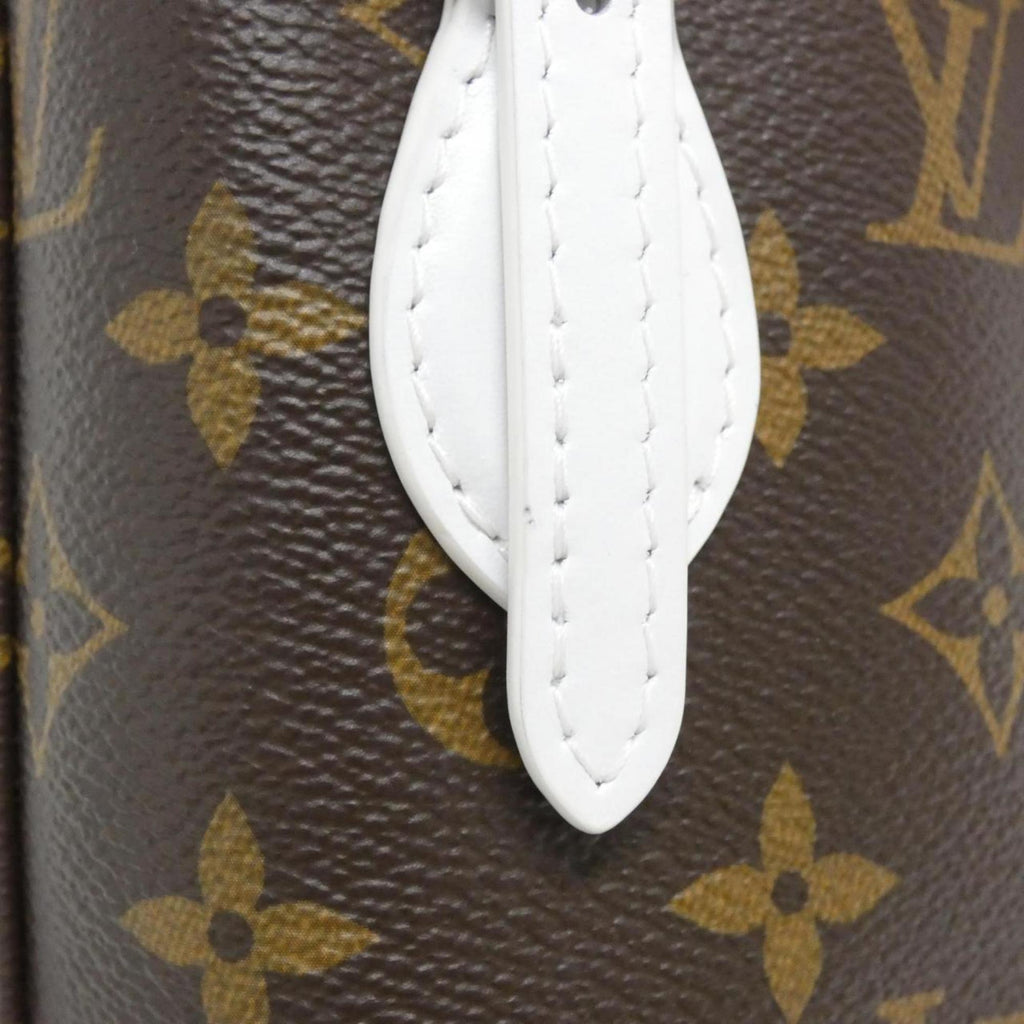 Louis Vuitton Blanc Marron Coated Canvas Leather Handbag