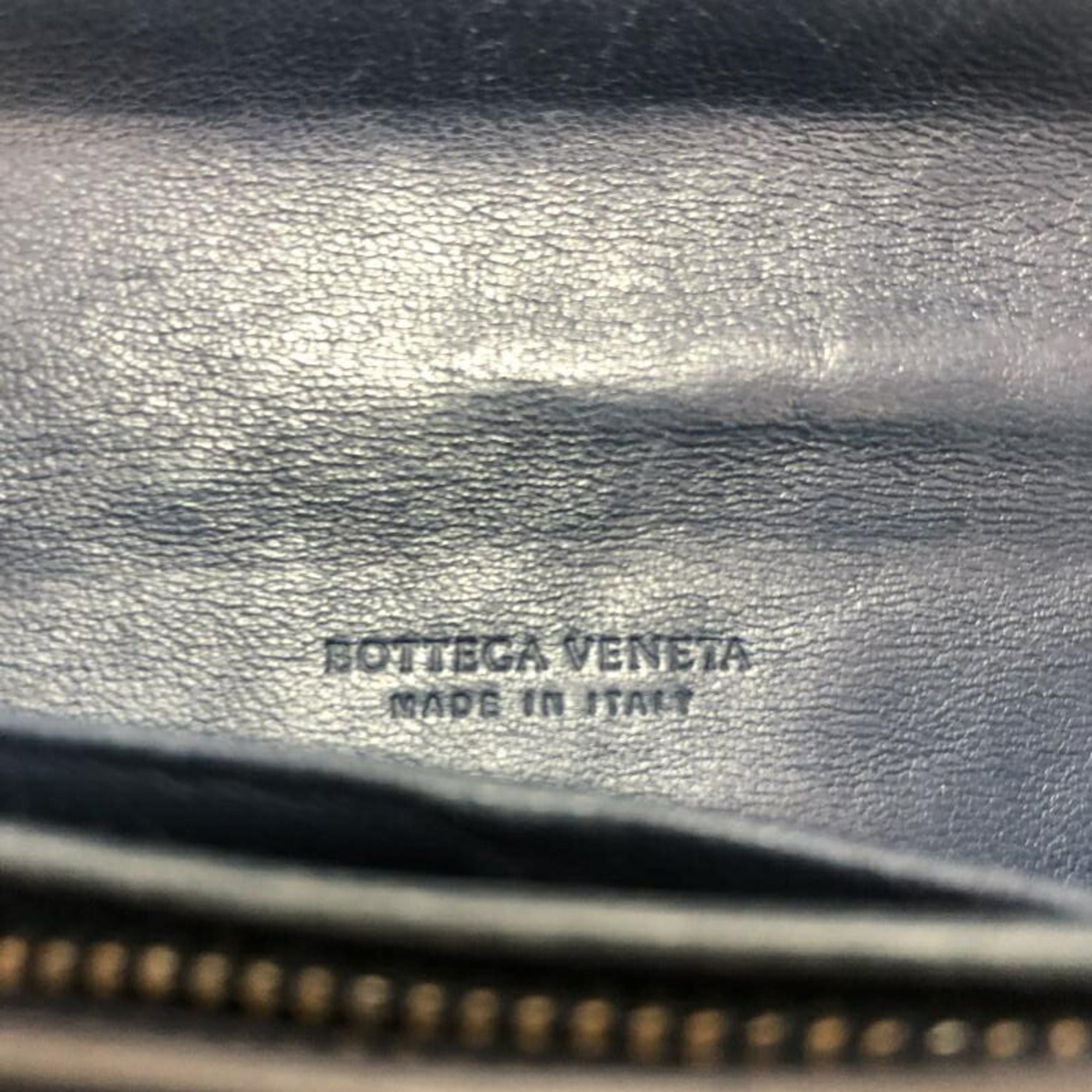 Bottega Veneta Intrecciato Navy Leather Long Wallet (Bi-Fold)