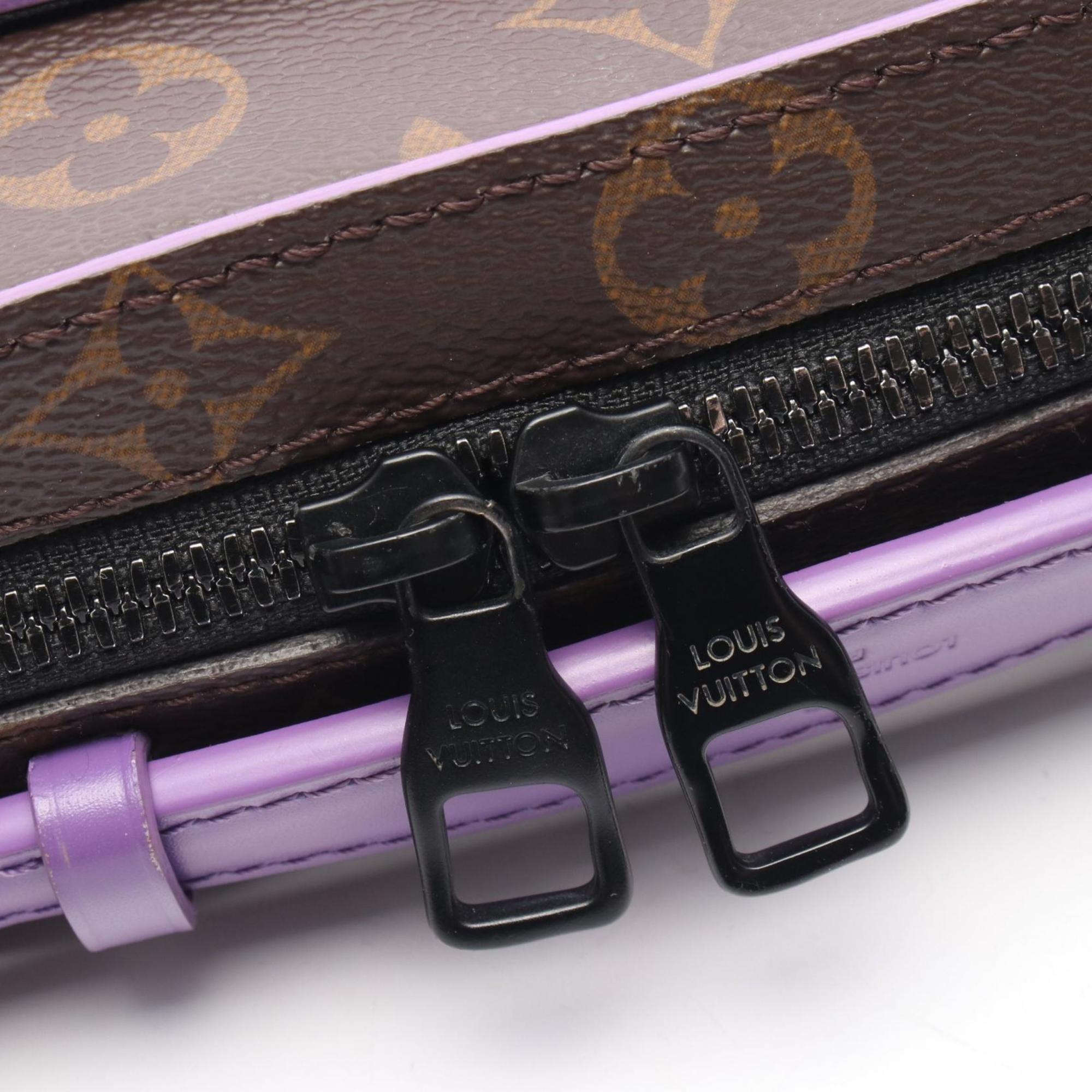 Louis Vuitton Brown Monogram Macassar Purple Coated Canvas Leather Handbag